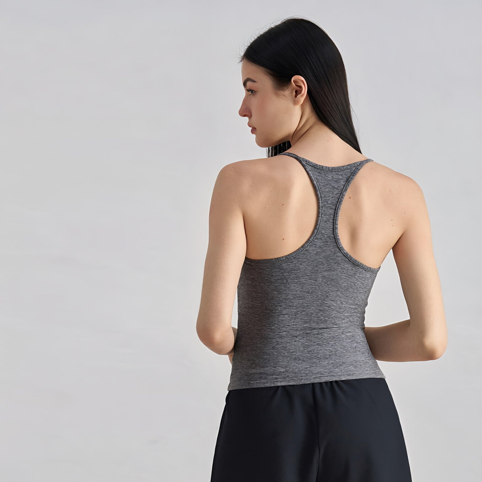 NUF Fixed Cup I Beam Back Yoga Tank Strapless Gym Workout