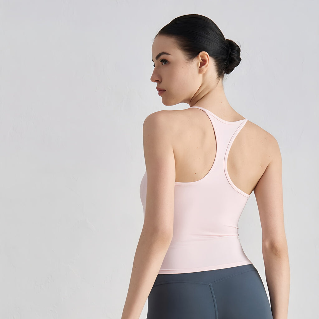 NUF Fixed Cup I Beam Back Yoga Tank Strapless Gym Workout