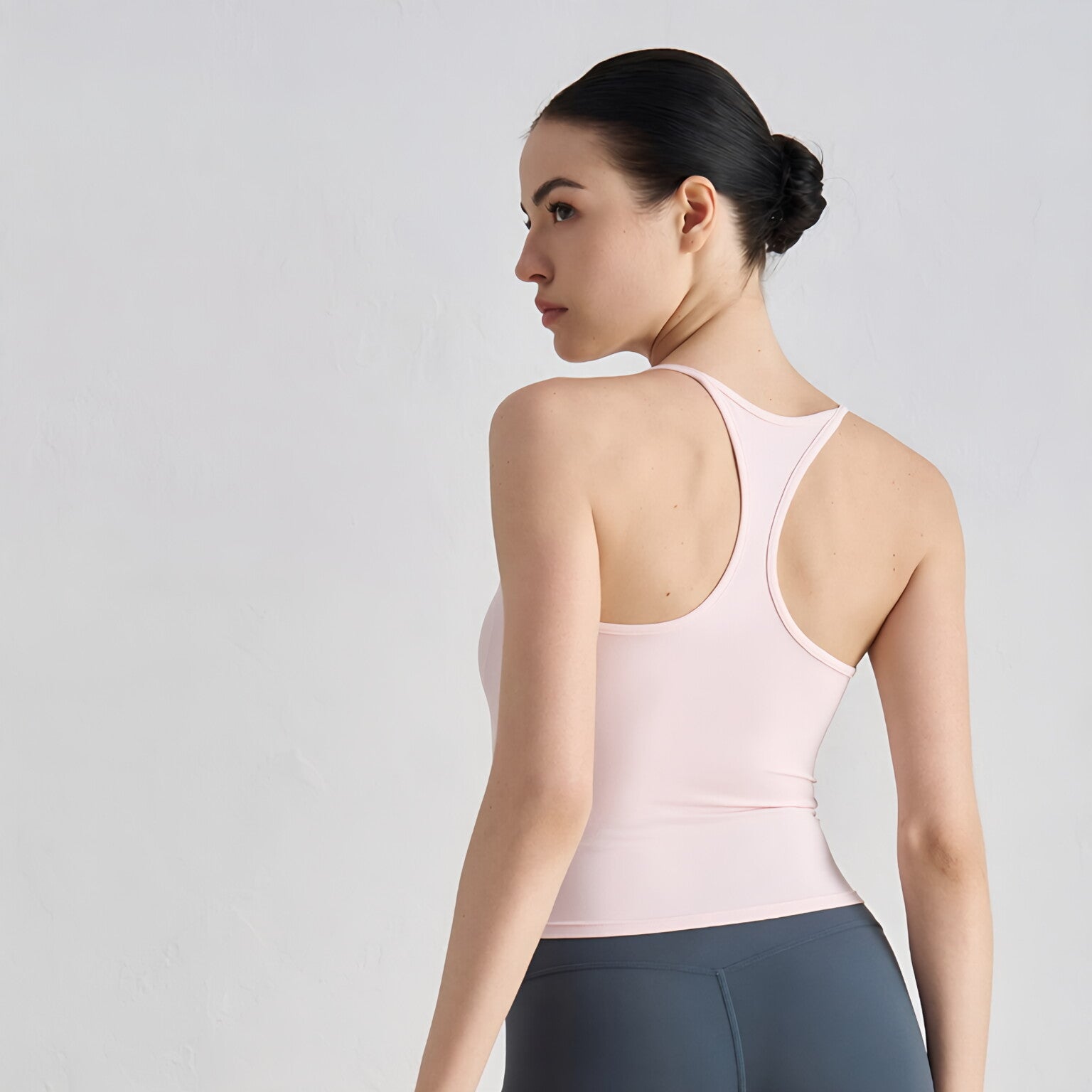 NUF Fixed Cup I Beam Back Yoga Tank Strapless Gym Workout