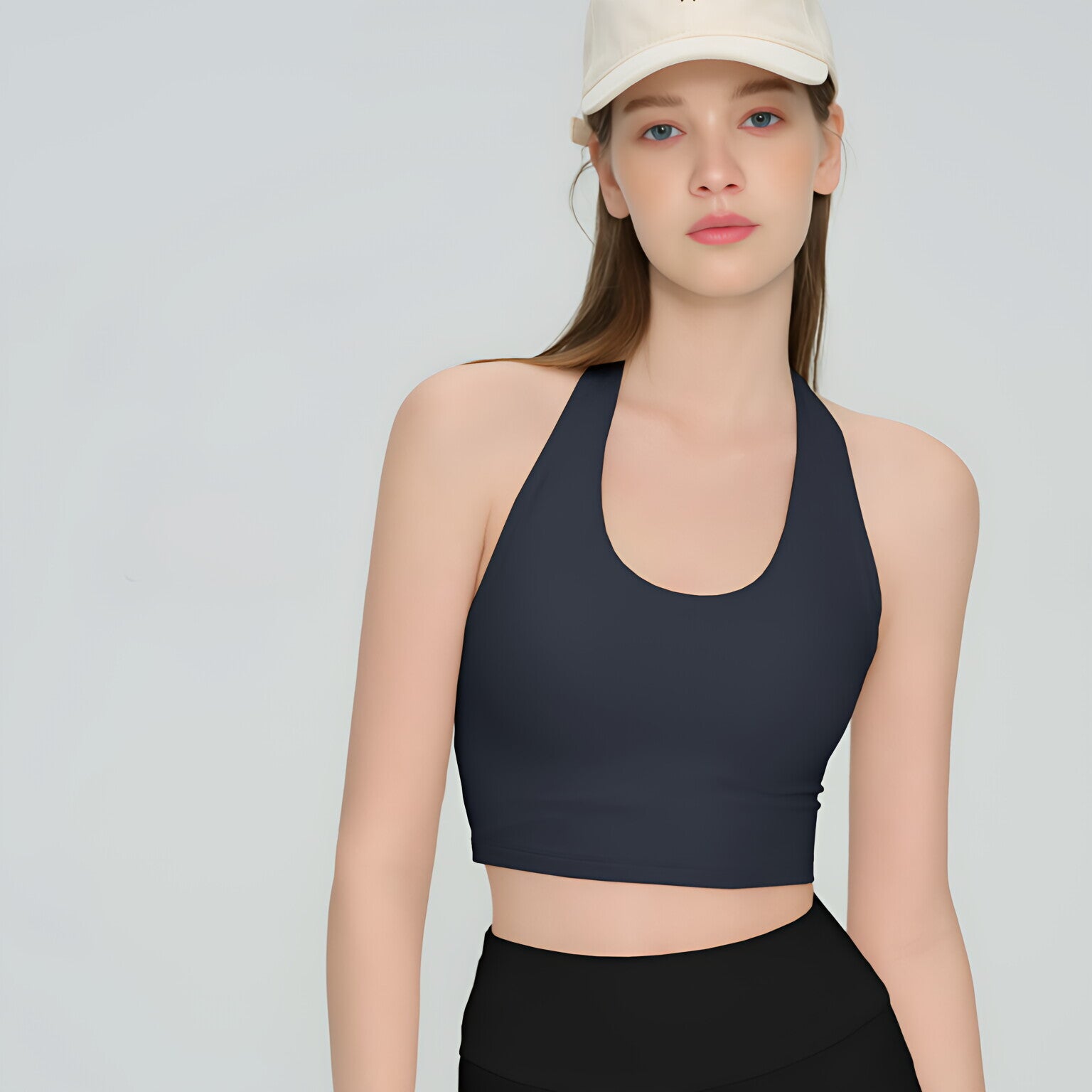 NUF Halter Sports Bra Women Push Up Yoga Bra with Padded Cups