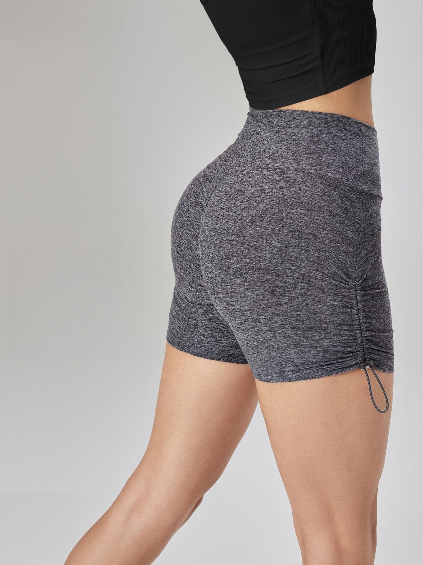 NUF Naked Feel Yoga Shorts Drawstring Booty 3 inch Peach Lift