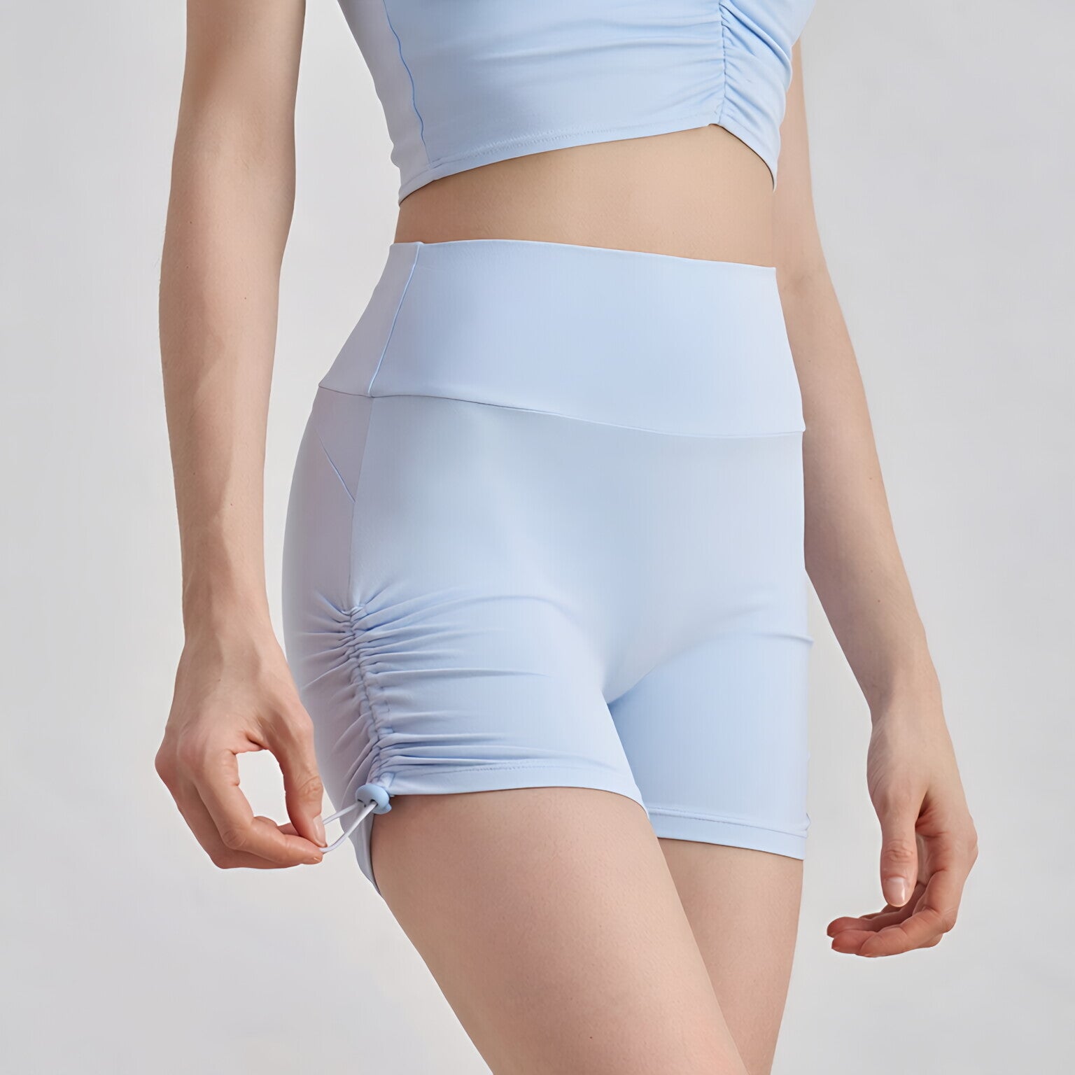 NUF Naked Feel Yoga Shorts Drawstring Booty 3 inch Peach Lift