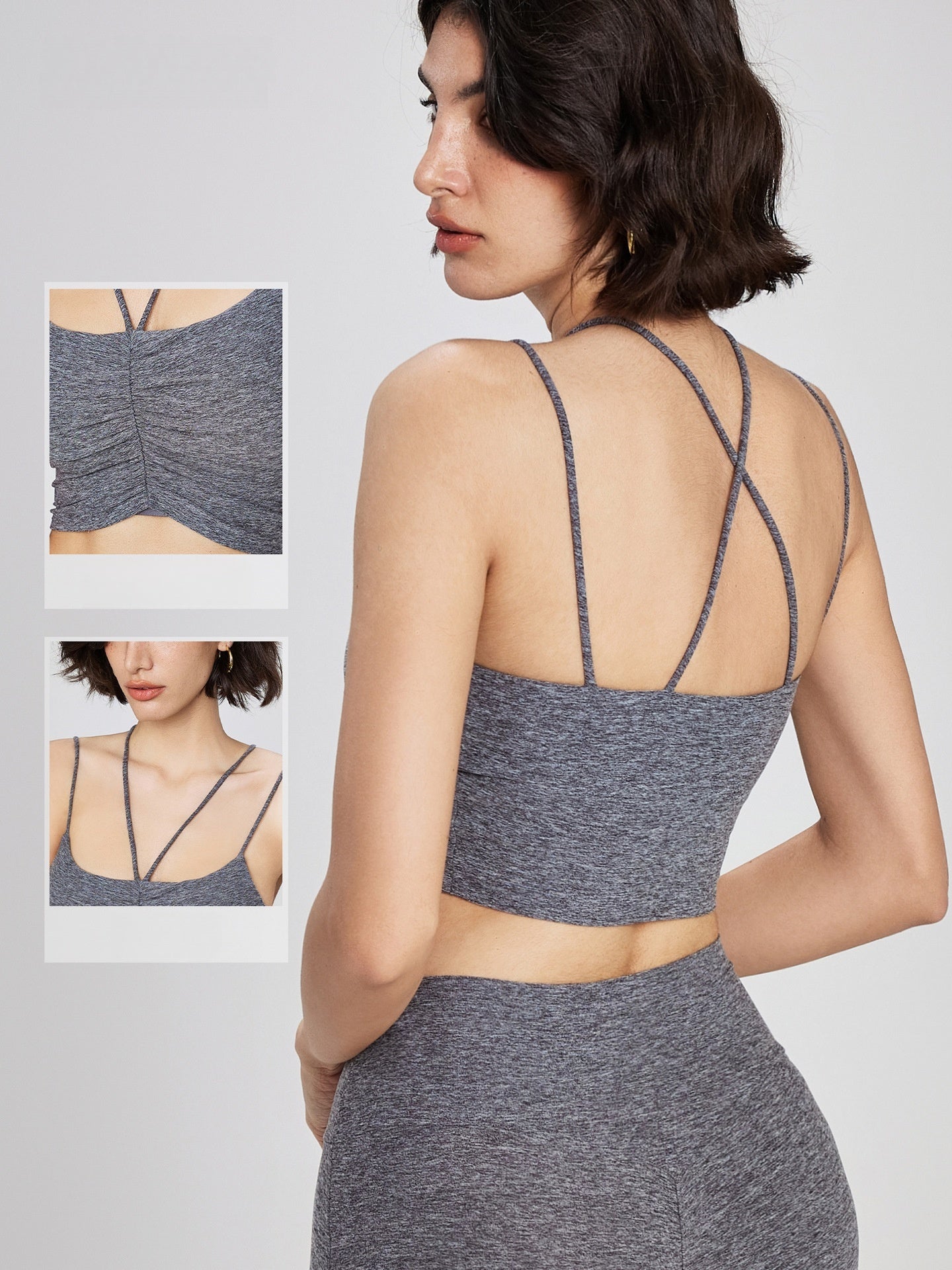 NUF Seamless Yoga Bra Women Thin Straps Backless Summer Gym