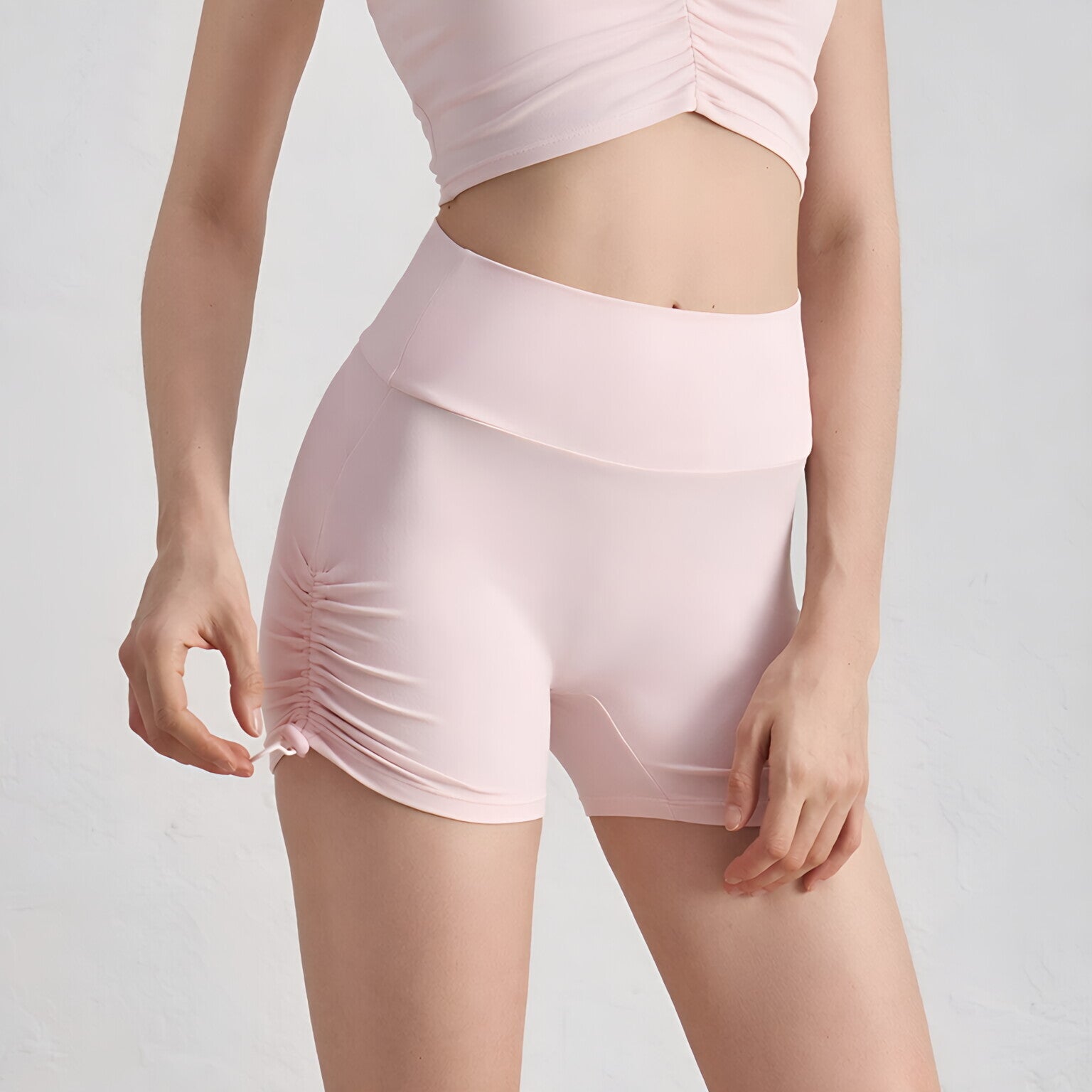 NUF Women High Waist Yoga Shorts Peach Lift Gym Workout