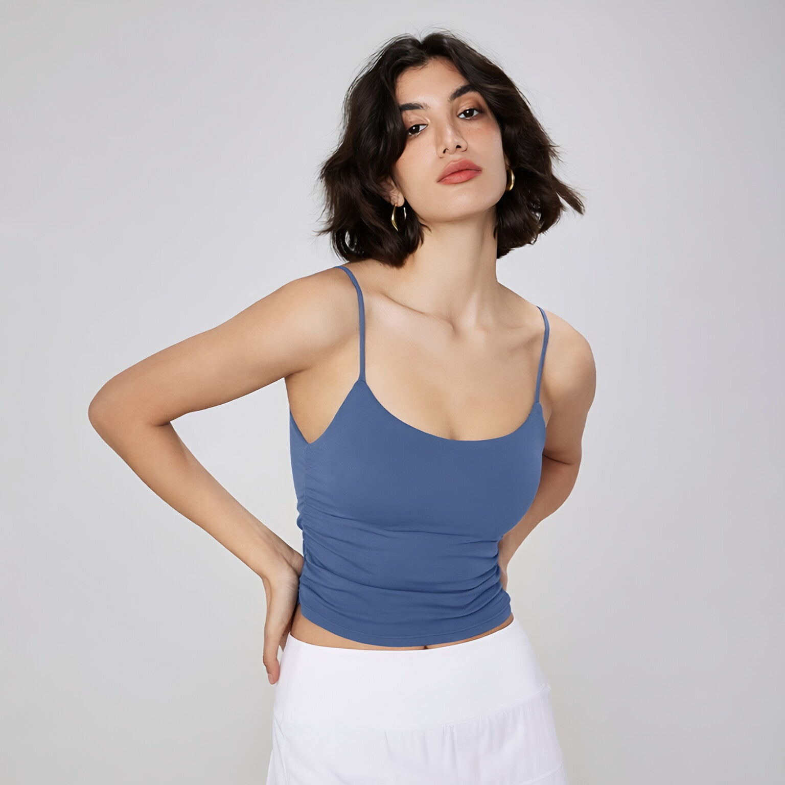 NULS Nude Feel Ruffle Backless Yoga Top Sports Vest Camisole