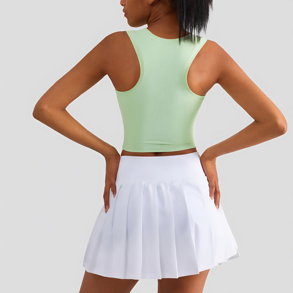 Ribbed Bandeau Bra Waist Cinching Built in Cup Sleeveless Gym