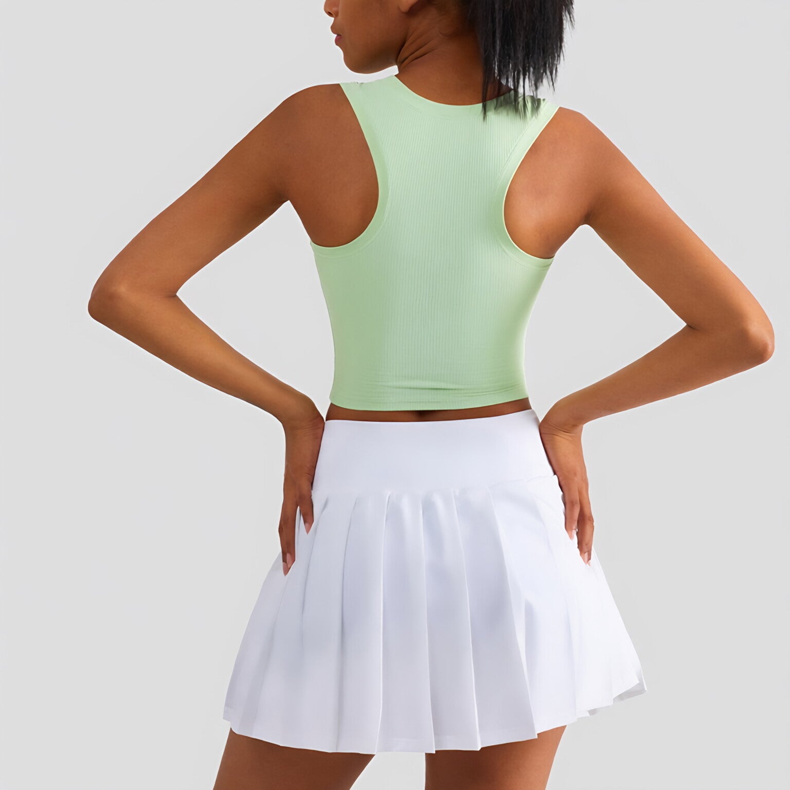 Ribbed Bandeau Bra Waist Cinching Built in Cup Sleeveless Gym