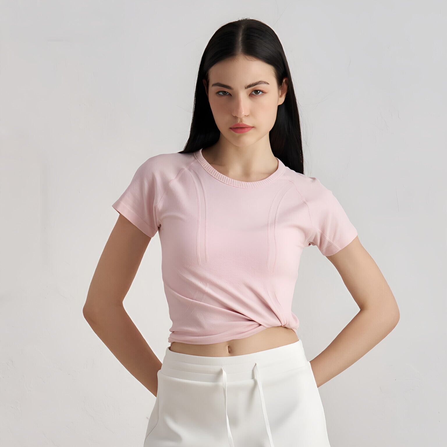 Bare Feel Waist-Cinching Short Sleeve T-Shirt