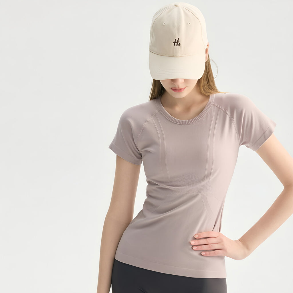 Seamless Slim Fit Yoga Top Short Sleeve Breathable Running