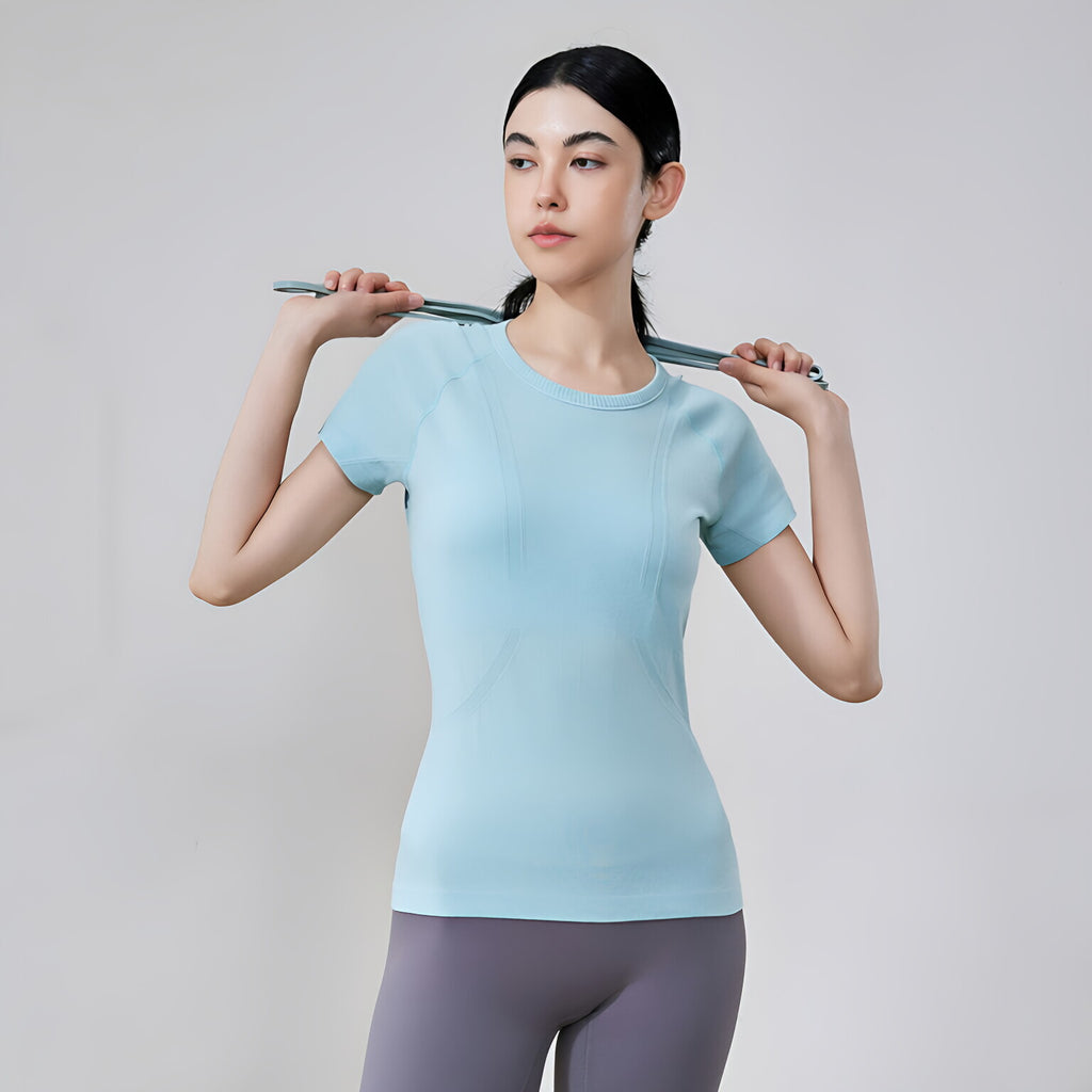 Seamless Slim Fit Yoga Top Short Sleeve Breathable Running