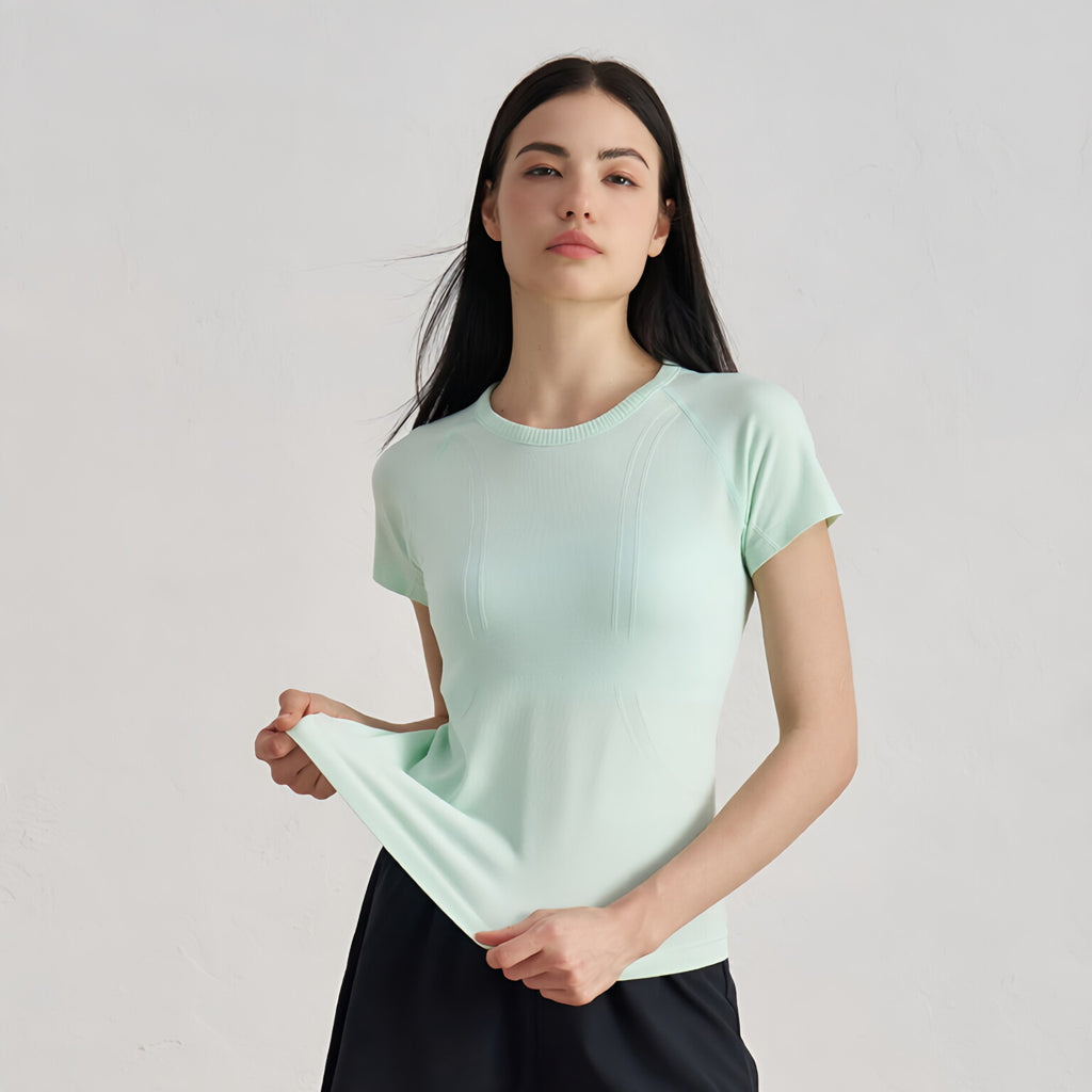 Seamless Slim Fit Yoga Top Short Sleeve Breathable Running