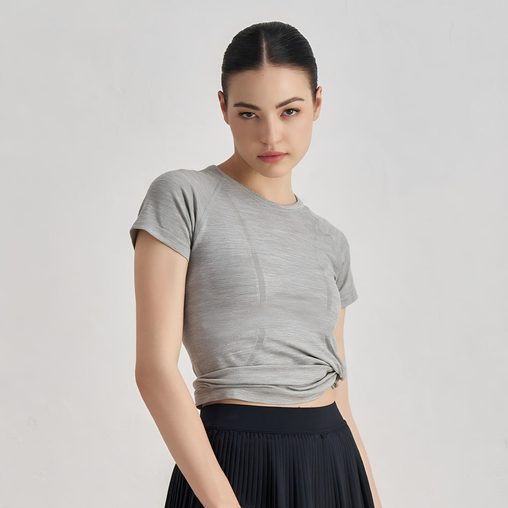Seamless Slim Fit Yoga Top Short Sleeve Breathable Running