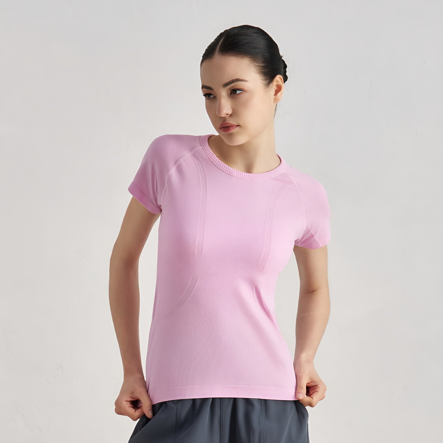 Seamless Slim Fit Yoga Top Short Sleeve Breathable Running