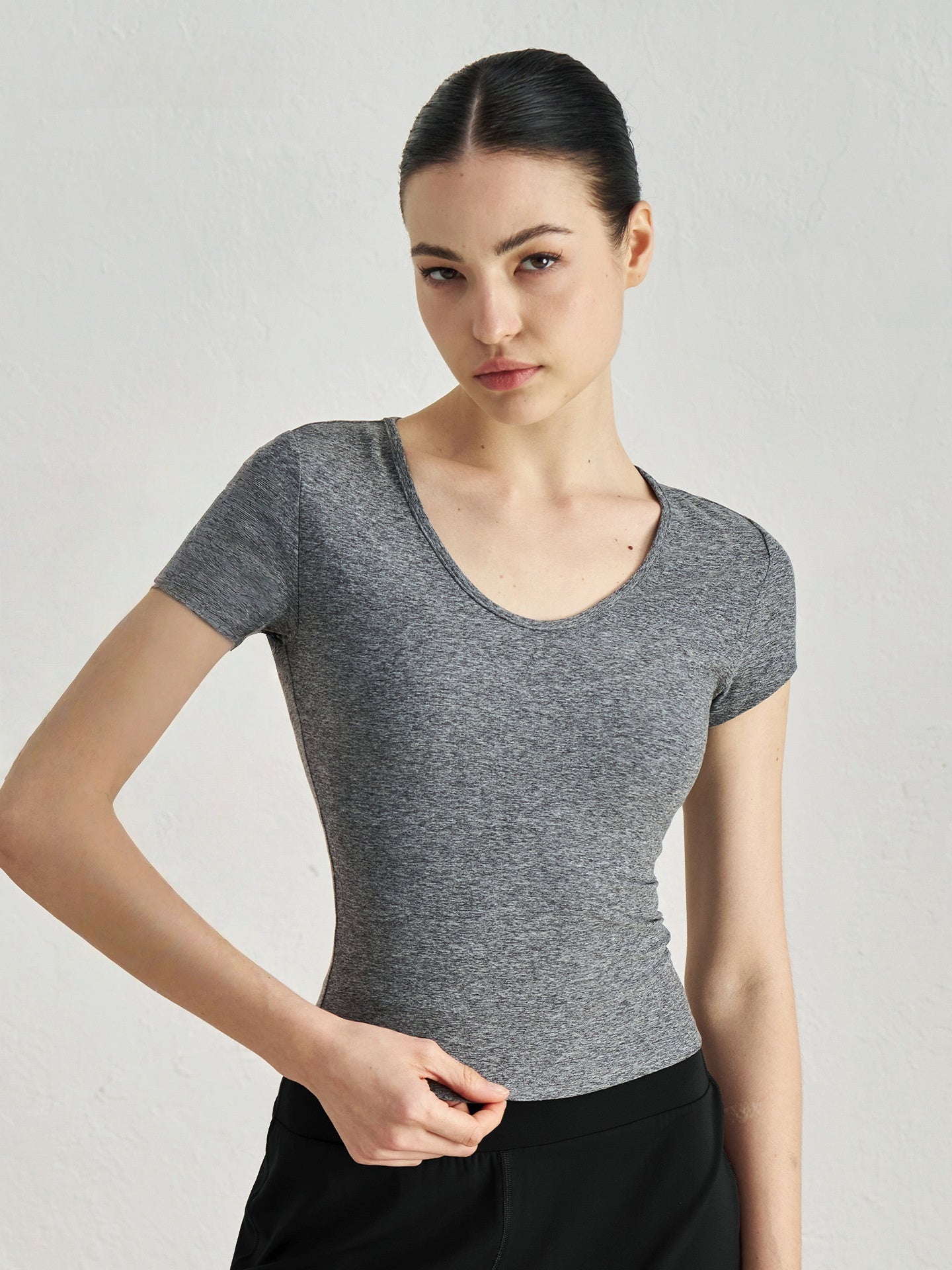 SNU Soft Feel Yoga Top Short Sleeve Slim Fit Gym Workout