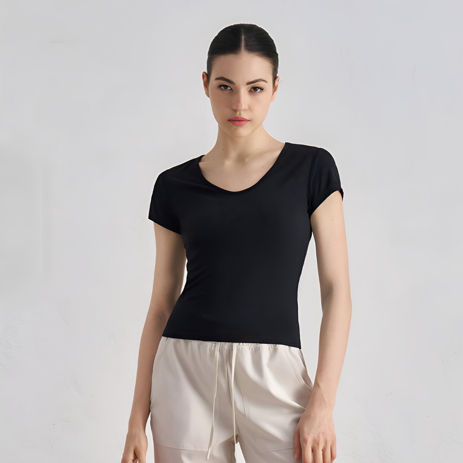 SNU Soft Feel Yoga Top Short Sleeve Slim Fit Gym Workout