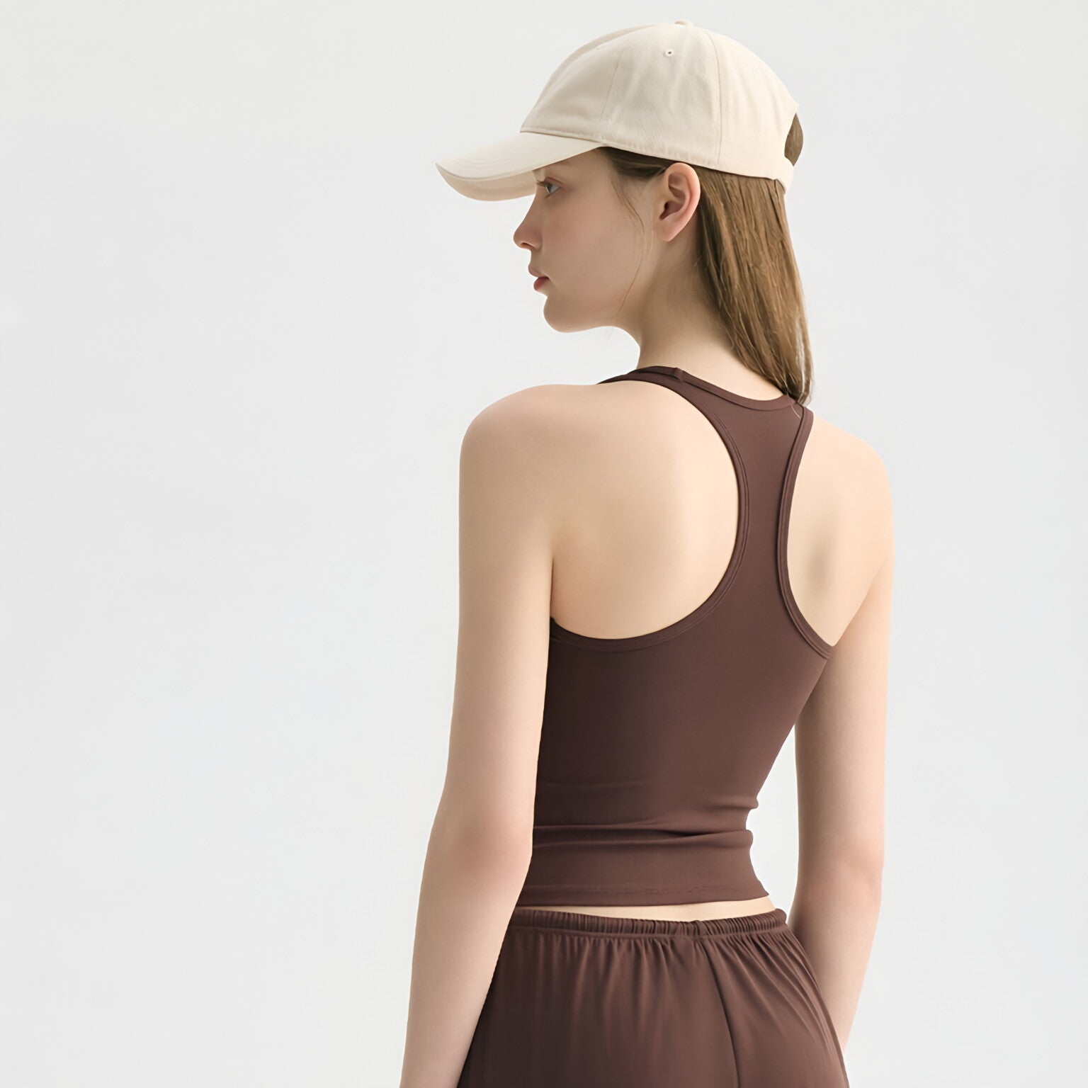 Square Neck Yoga Bra Padded Nude Feel Slim Racerback Top
