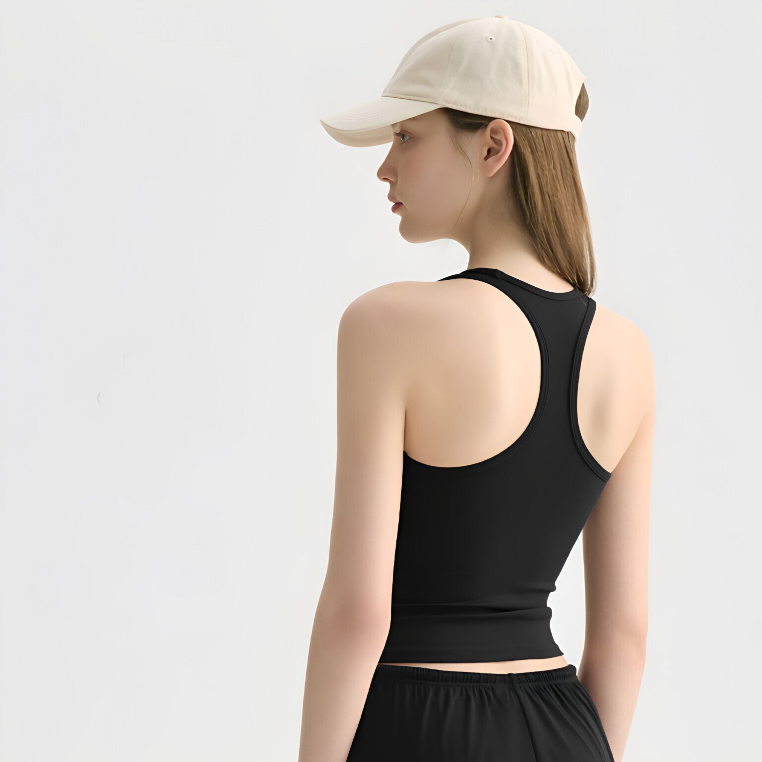 Square Neck Yoga Bra Padded Nude Feel Slim Racerback Top