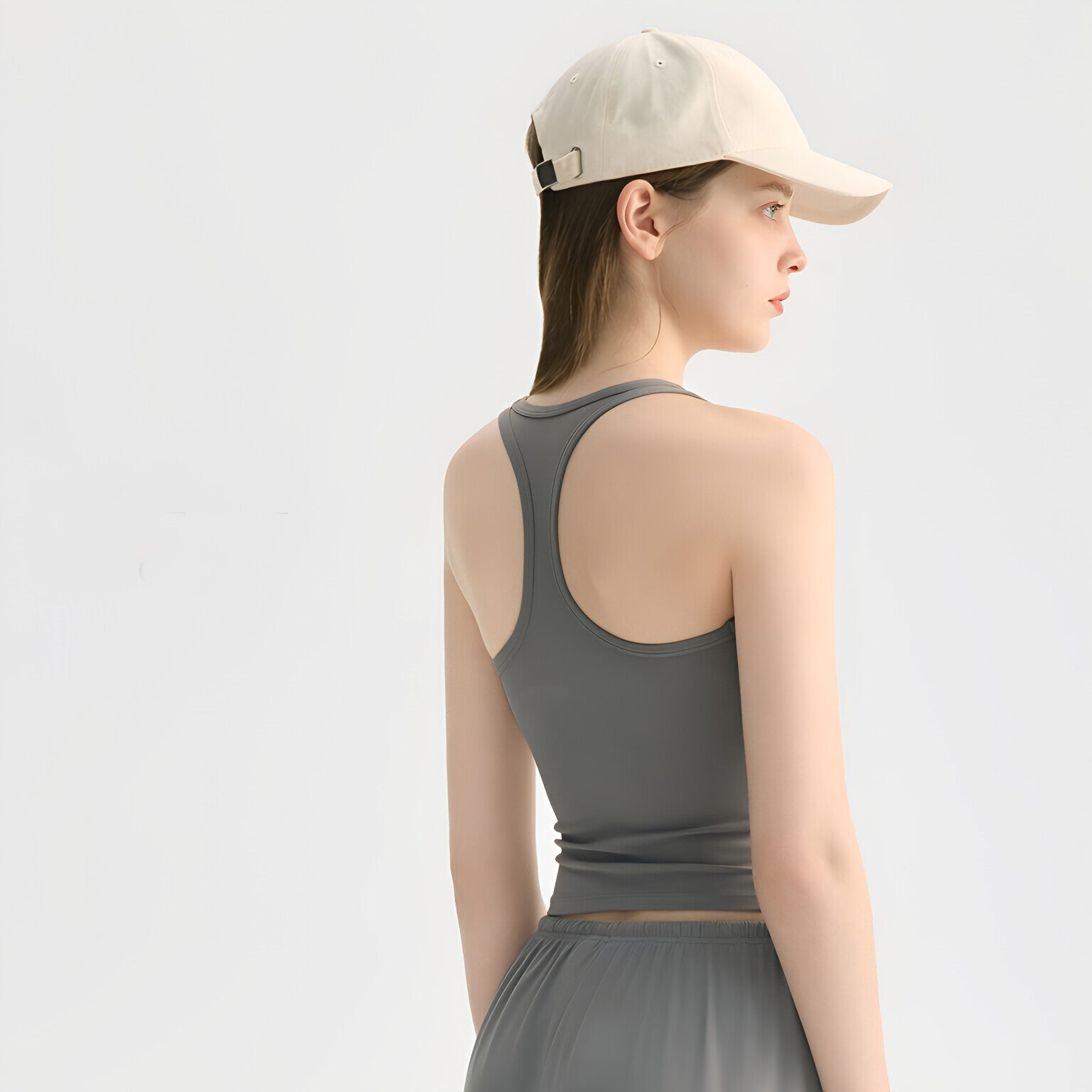 Square Neck Yoga Bra Padded Nude Feel Slim Racerback Top