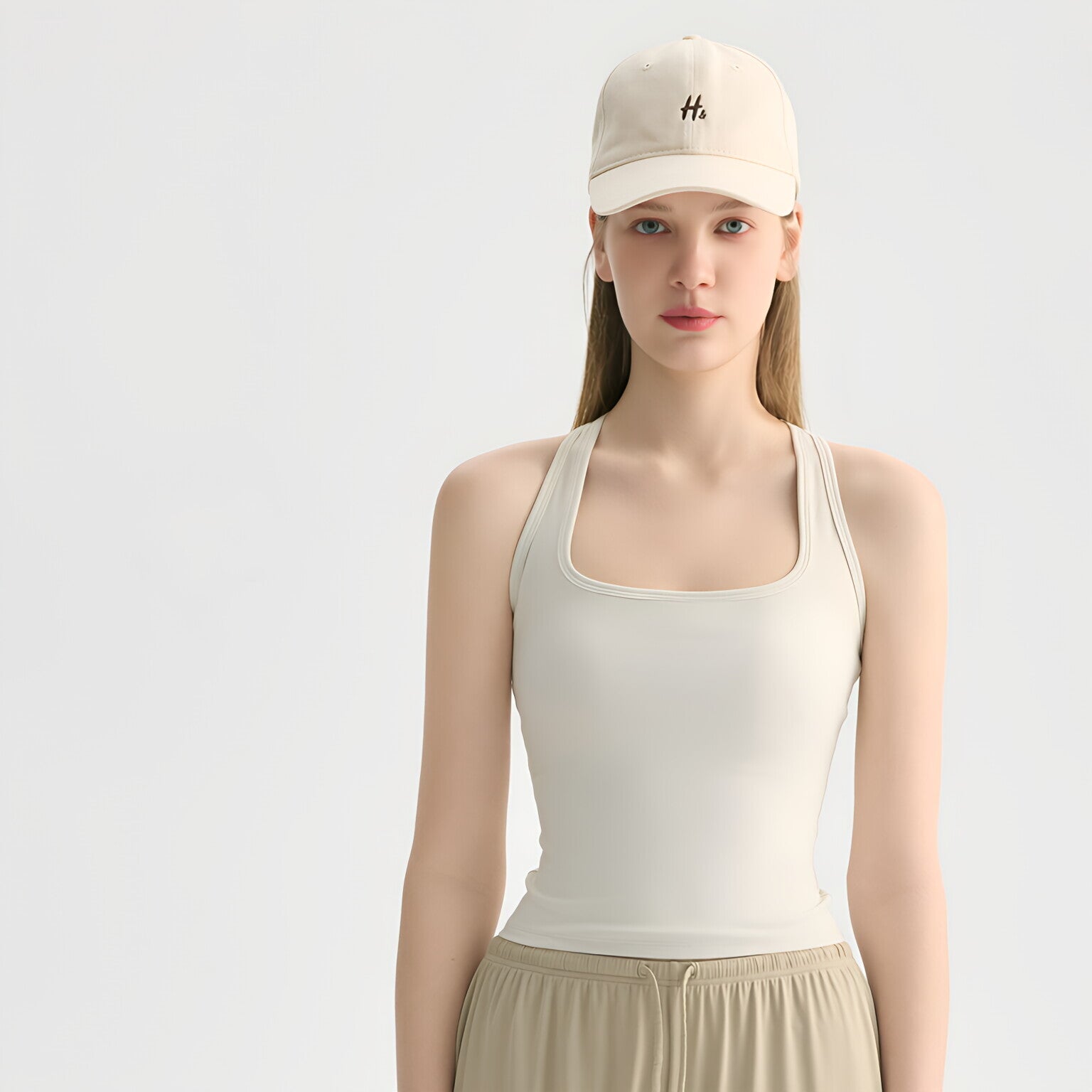 Square Neck Yoga Bra Padded Nude Feel Slim Racerback Top