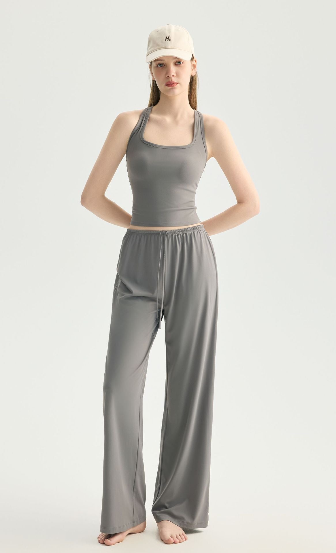 Square Neck Yoga Bra Padded Nude Feel Slim Racerback Top