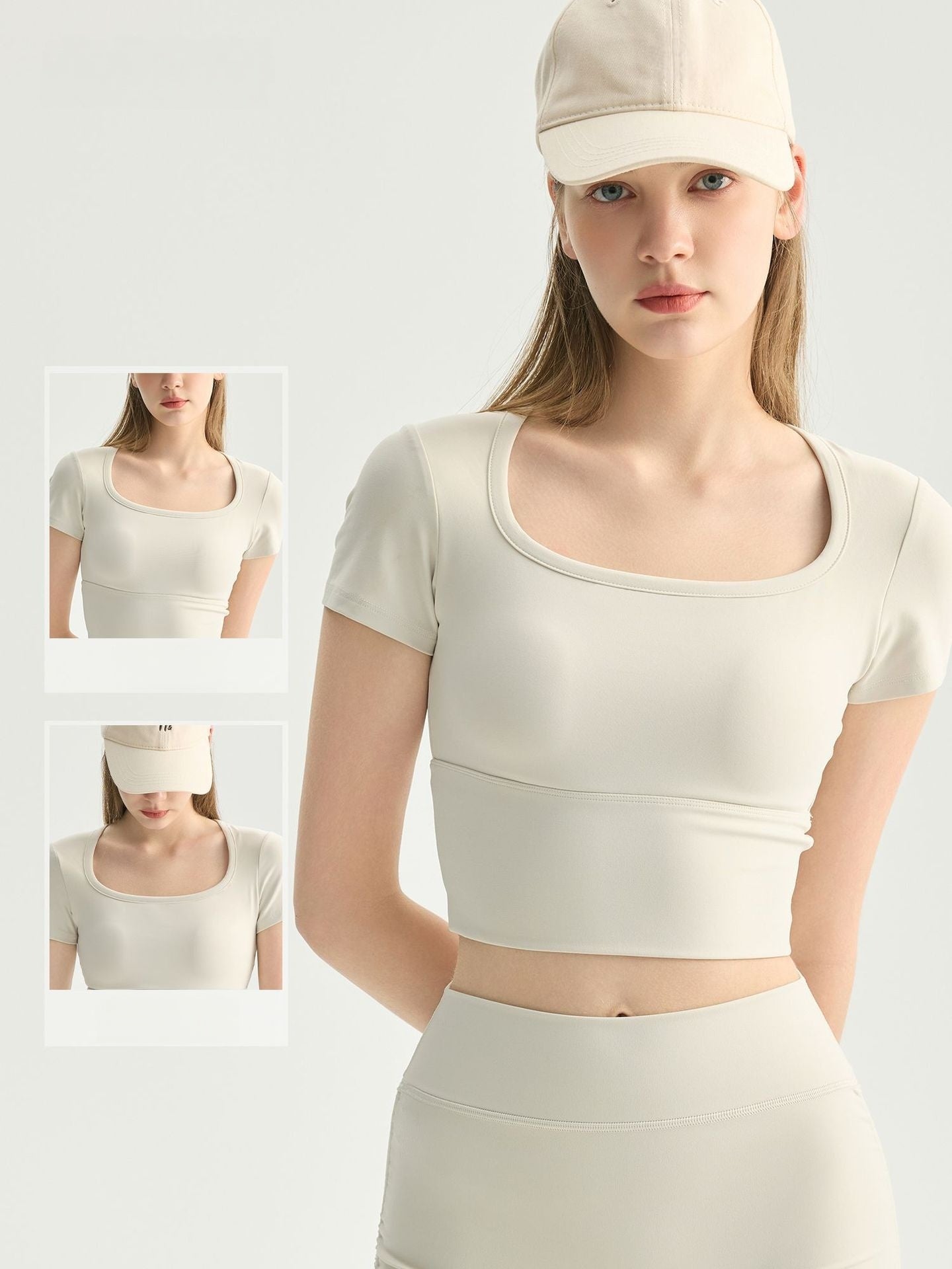 Square Neck Yoga Top Padded Bra Face Slimming Pilates