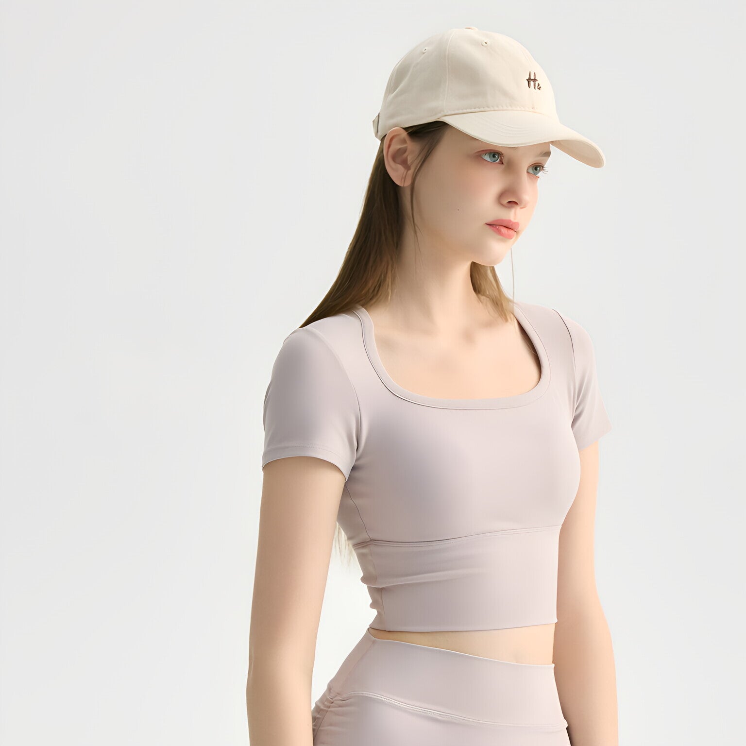 Square Neck Yoga Top Padded Bra Face Slimming Pilates