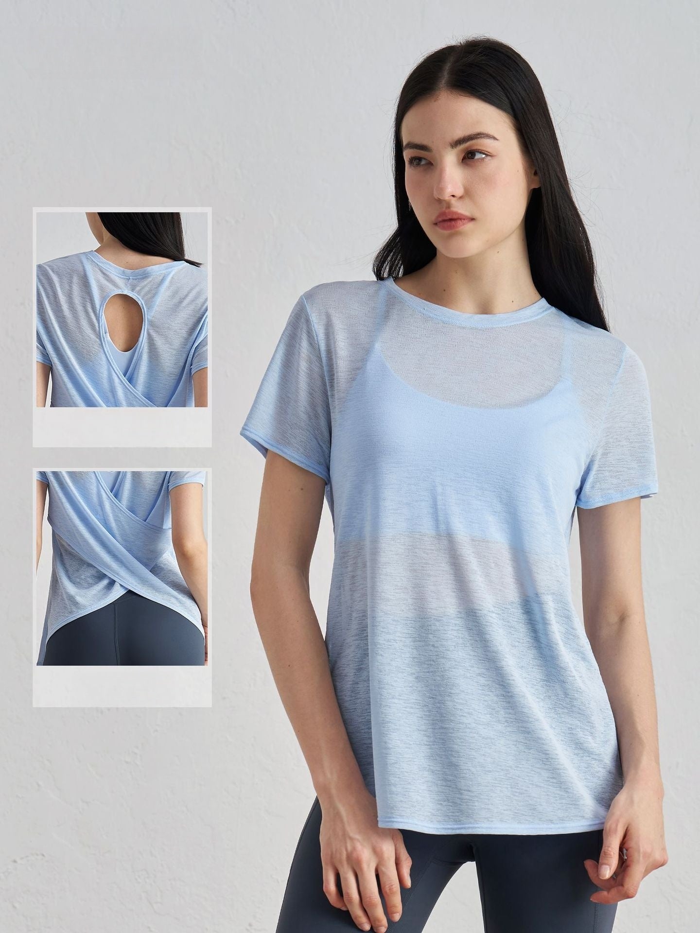 Textured Cut-Out Round Neck Short Sleeve T-Shirt