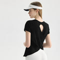 Textured Cut-Out Round Neck Short Sleeve T-Shirt