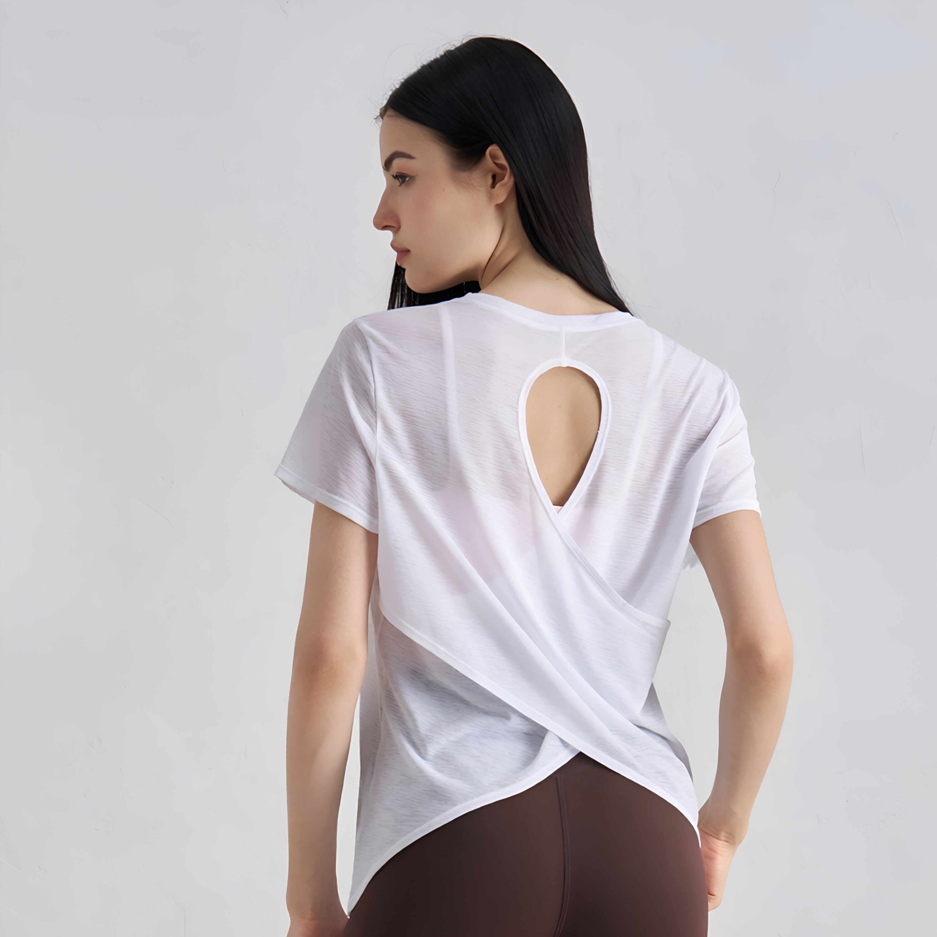 Textured Cut-Out Round Neck Short Sleeve T-Shirt