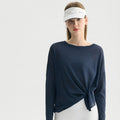 Textured Cut-Out Slit Hem Sculpting Long Sleeve T-Shirt