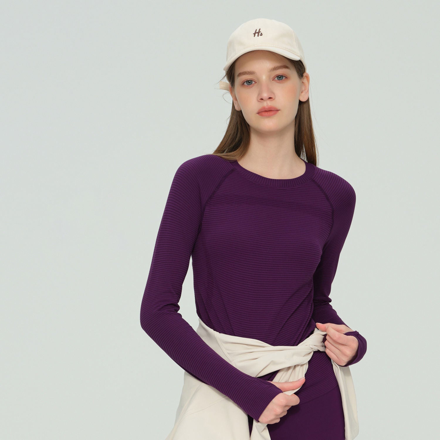 Wholesale 100% Nylon Yoga Top Women Long Sleeve Crew Neck Sweat-Wicking Classic Fit Workout Shirt