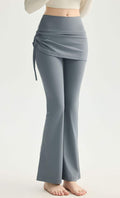 Wholesale 2-in-1 Flared Bootcut Yoga Skort Women High Waist Drawstring Skirt Overlay Pilates Pants