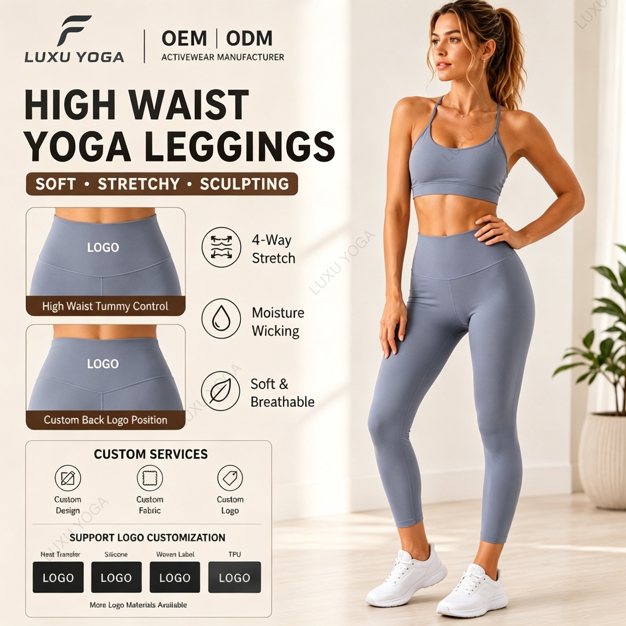 Wholesale Ankle-Length Yoga Pants Women High Waist Tummy Control Butt Lifting Seamless Leggings