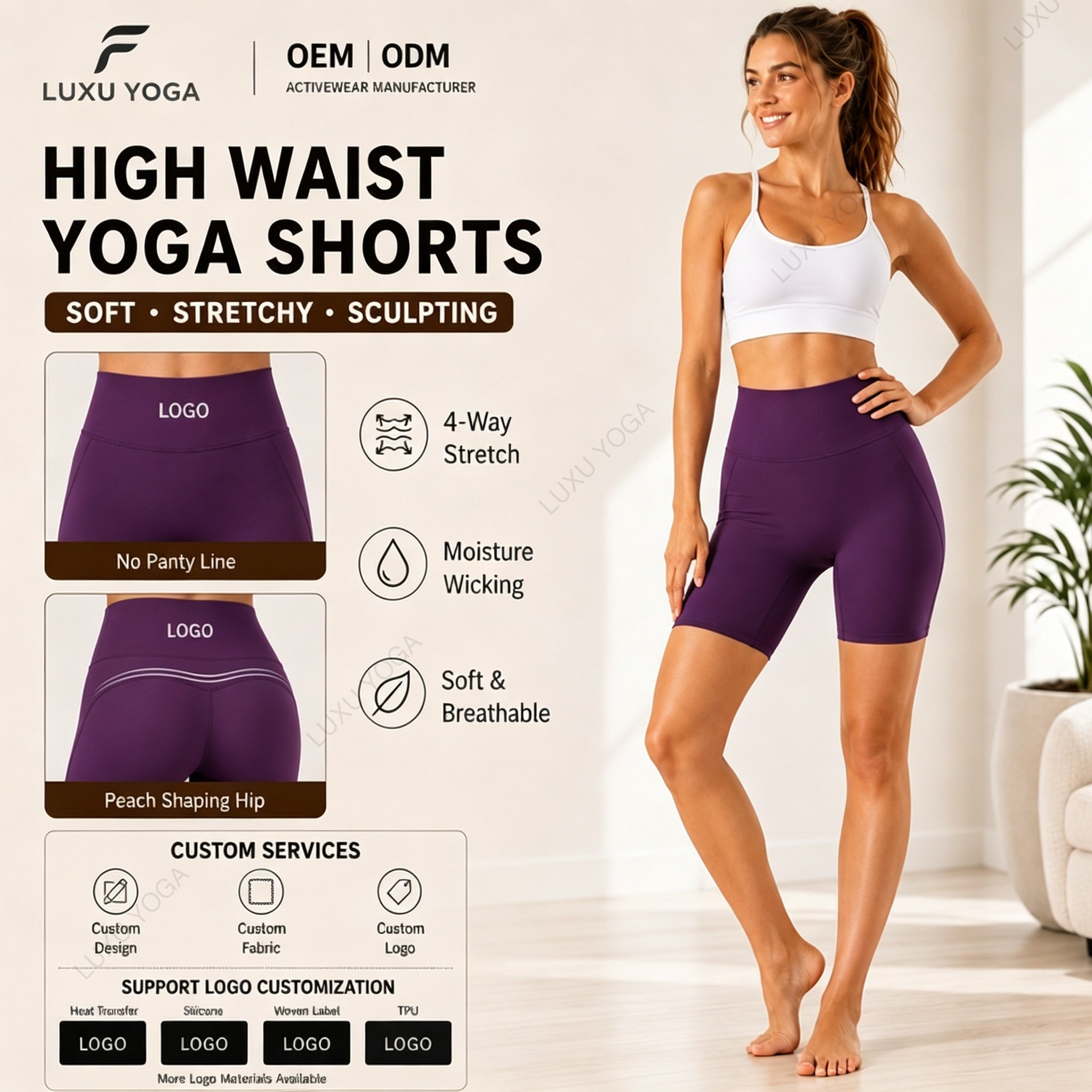 Wholesale Antibacterial Biker Shorts Women High Waist Butt Lifting Snatched Fit Pilates Shorts