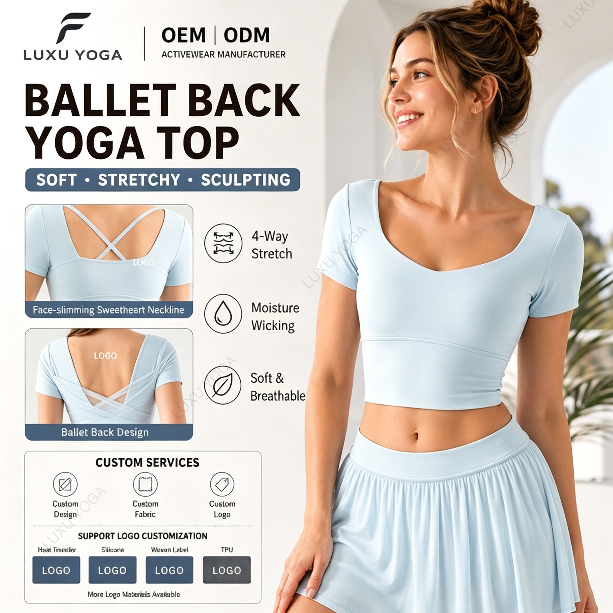 Wholesale Ballet Mesh Back Yoga Tank Top Women Built-in Bra Lightweight Pilates Workout Top