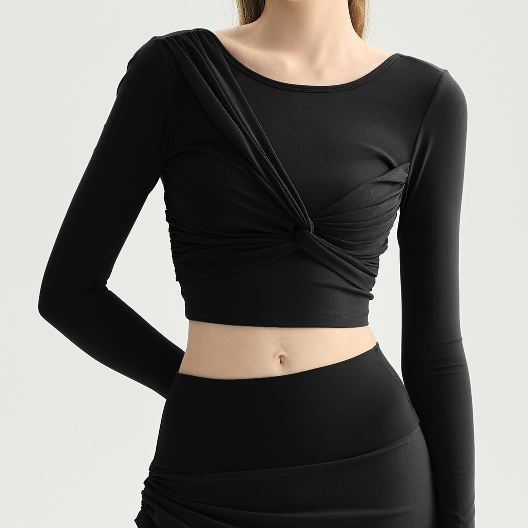 Wholesale Butterfly Back Yoga Top Women Twist Mesh Long Sleeve Snatched Fit Breathable Athletic Shirt