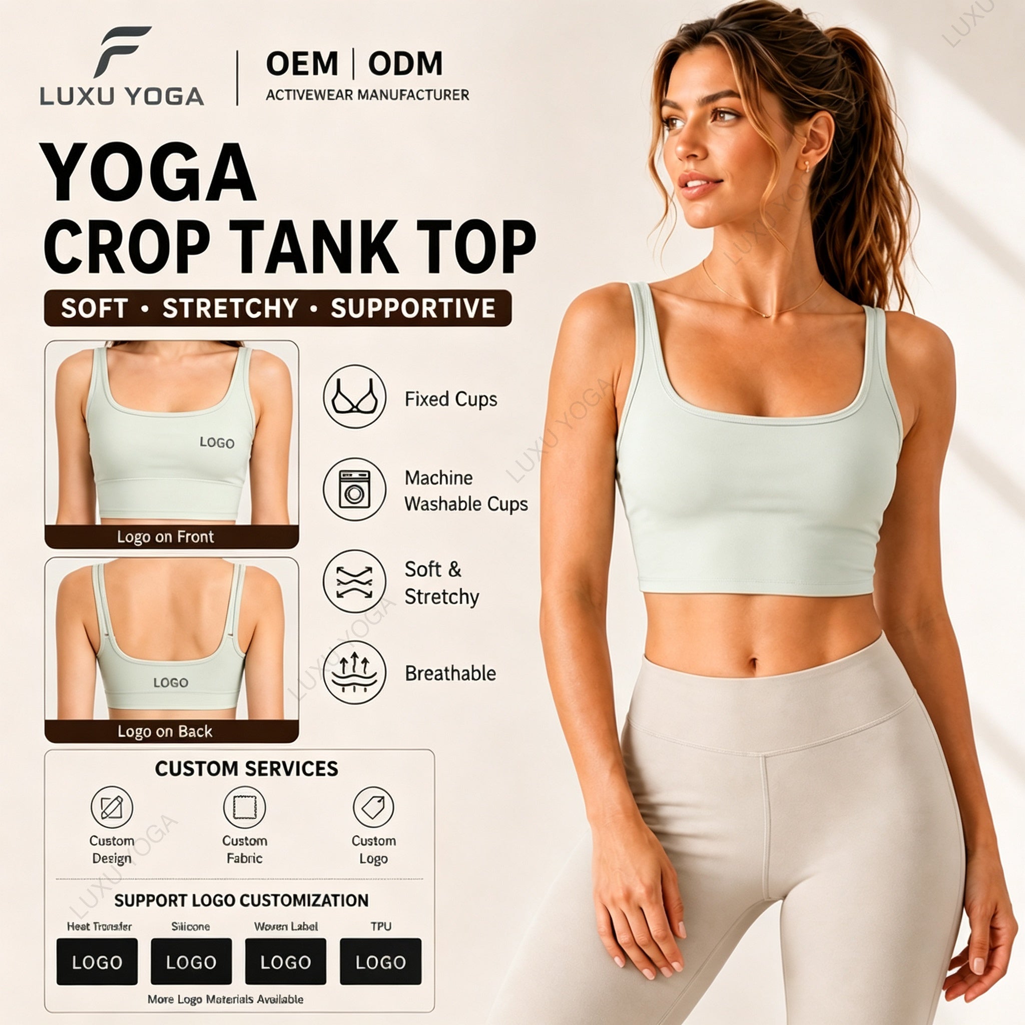 Wholesale Deep U Back Sports Bra Women Keyhole Cutout Tank Top Moisture Wicking Yoga Top