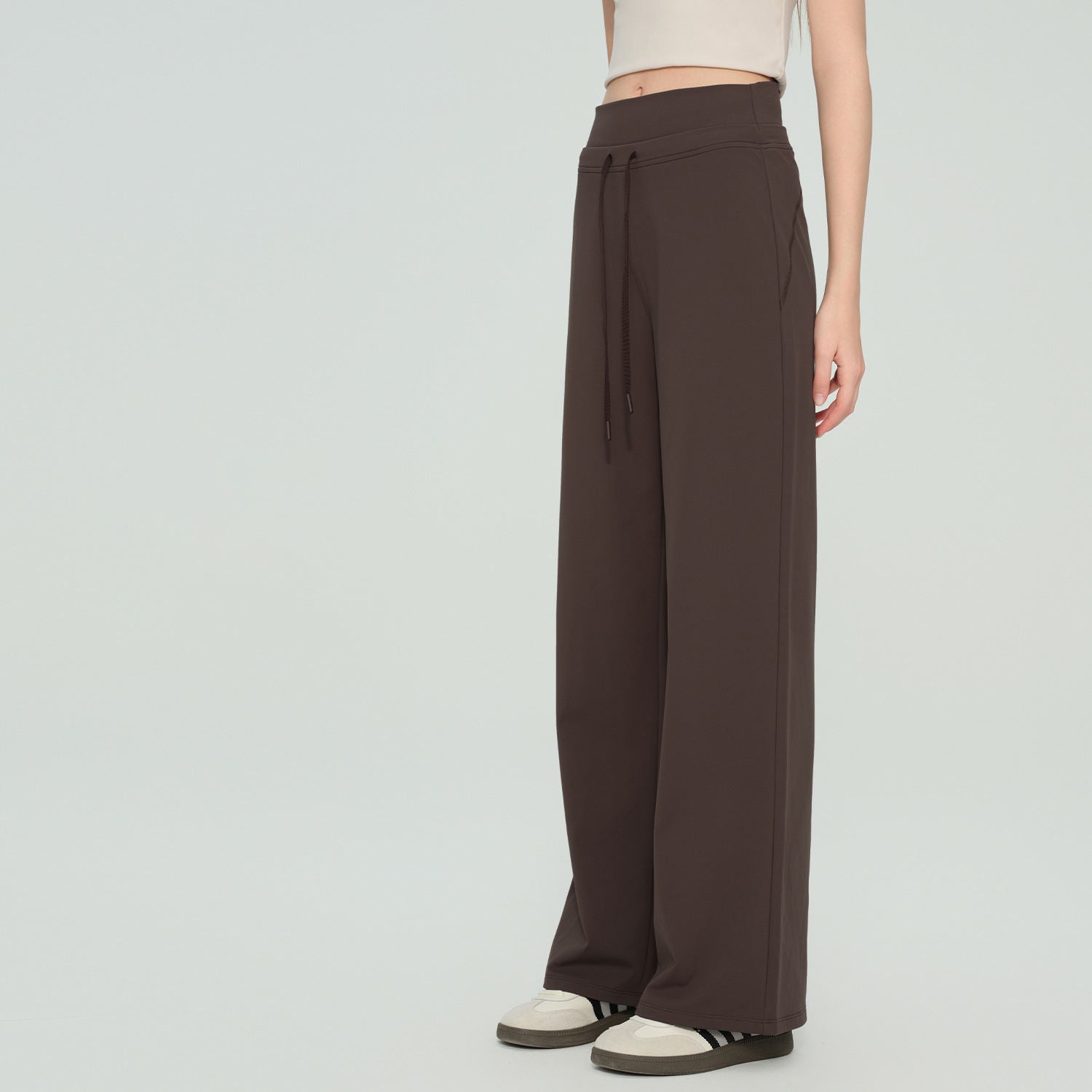 Wholesale Draped Wide Leg Yoga Pants Women High Waist Ponte Straight Leg Workout Trousers