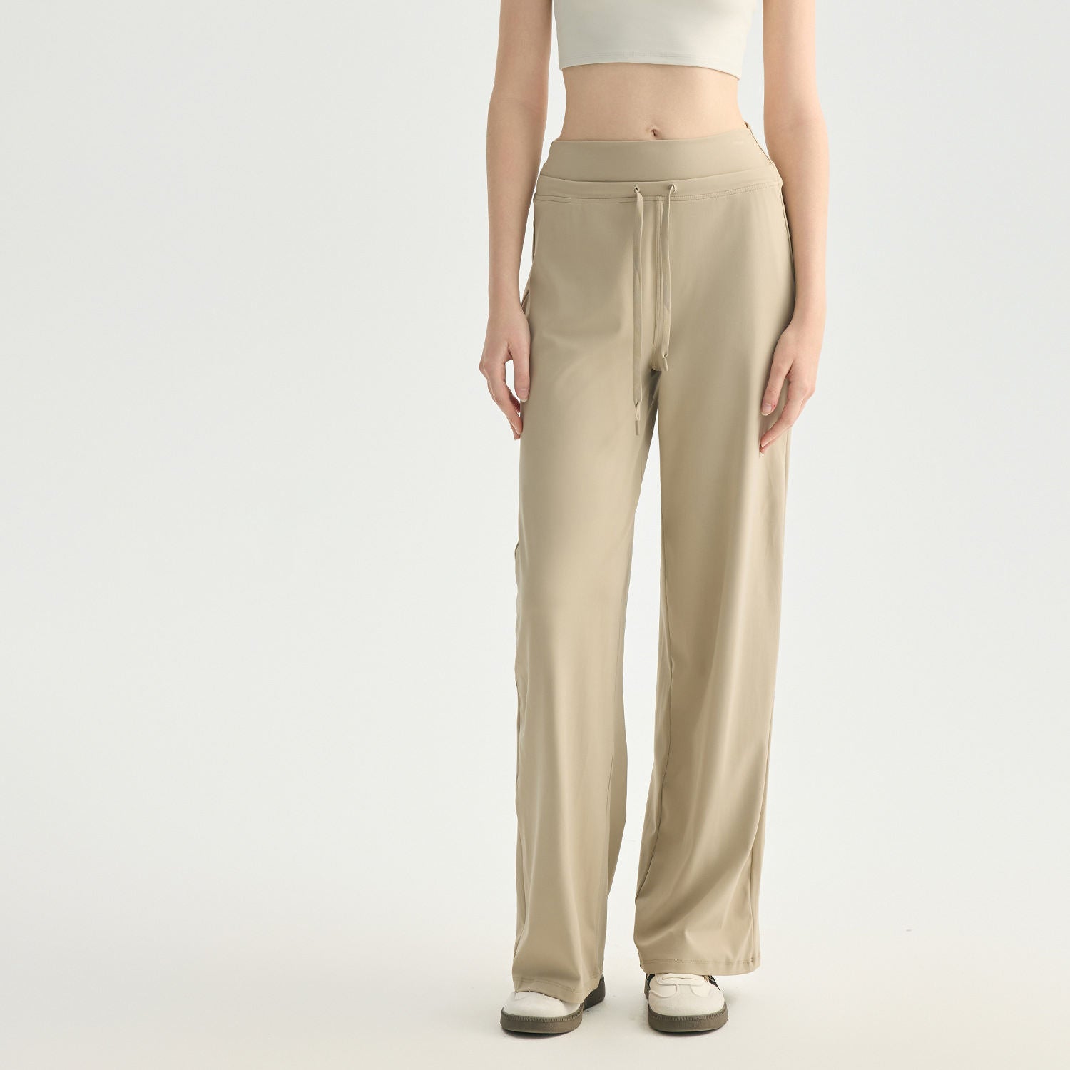 Wholesale Draped Wide Leg Yoga Pants Women High Waist Ponte Straight Leg Workout Trousers