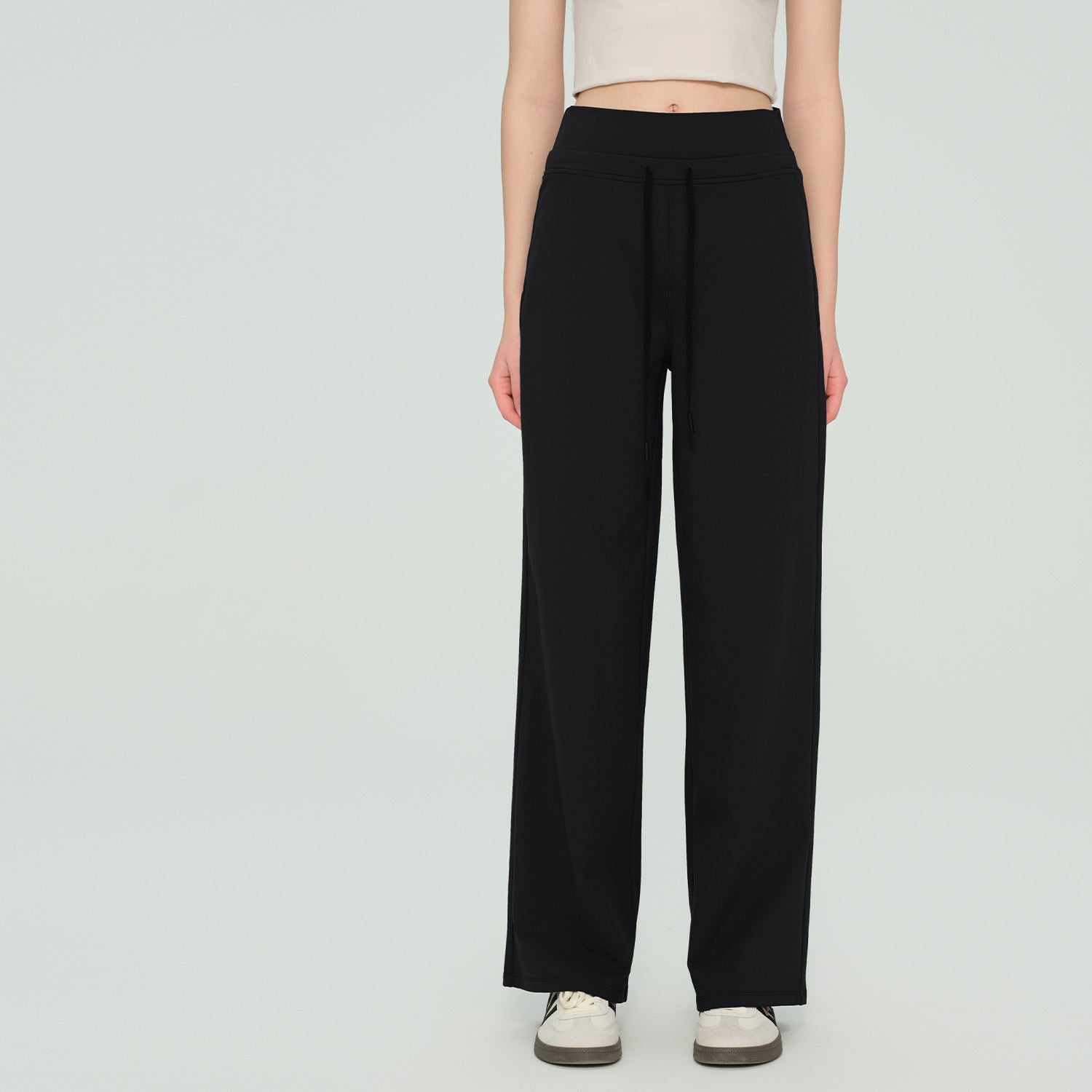 Wholesale Draped Wide Leg Yoga Pants Women High Waist Ponte Straight Leg Workout Trousers