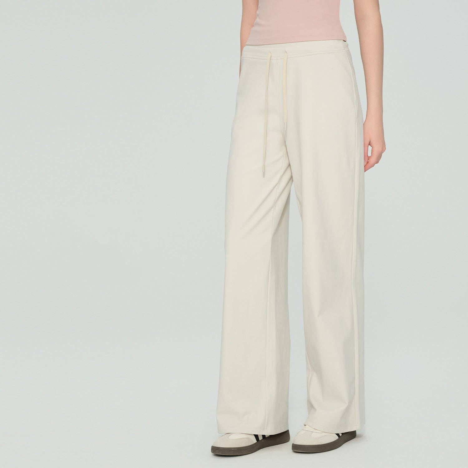 Wholesale Draped Wide Leg Yoga Pants Women High Waist Ponte Straight Leg Workout Trousers