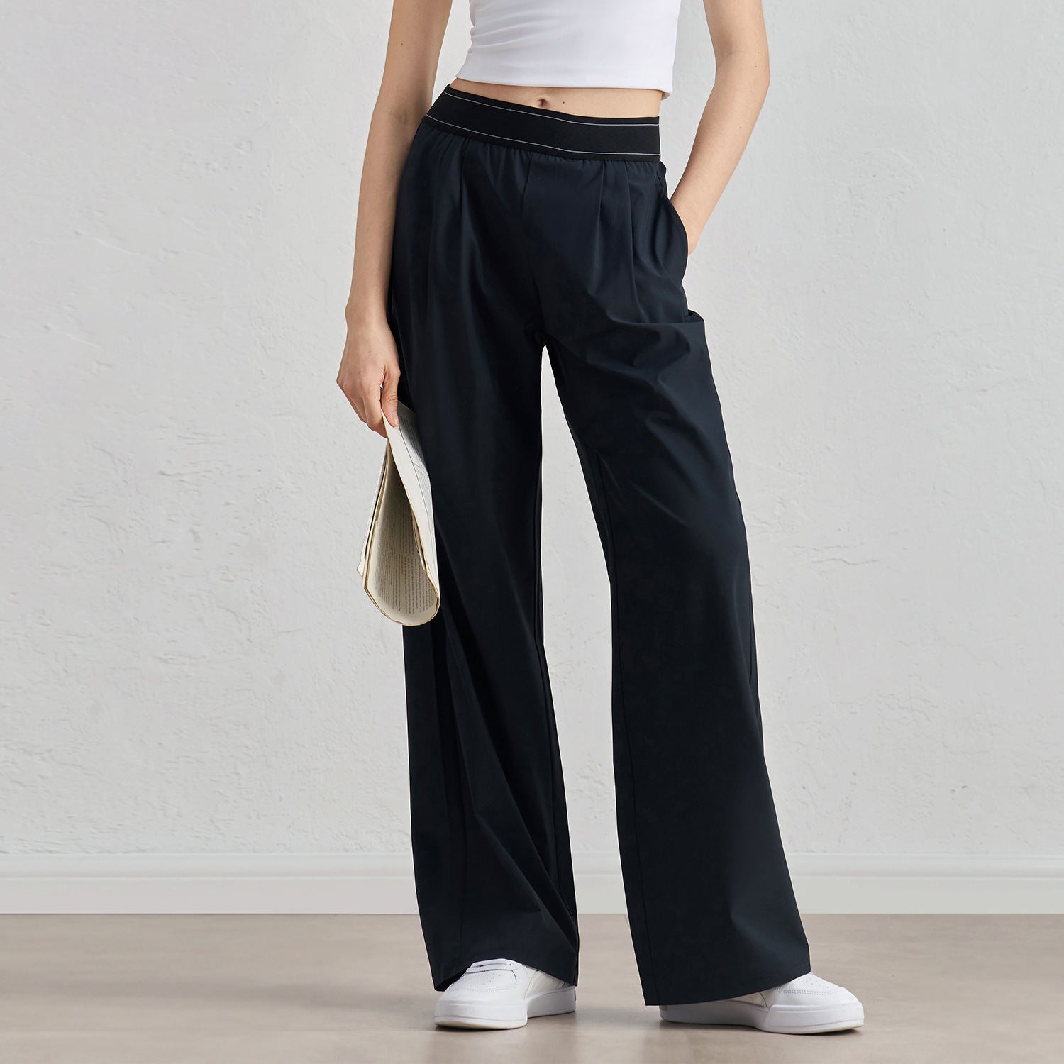 Wholesale Draped Wide Leg Yoga Pants Women High Waist Snatched Waist New Arrival Straight Pants
