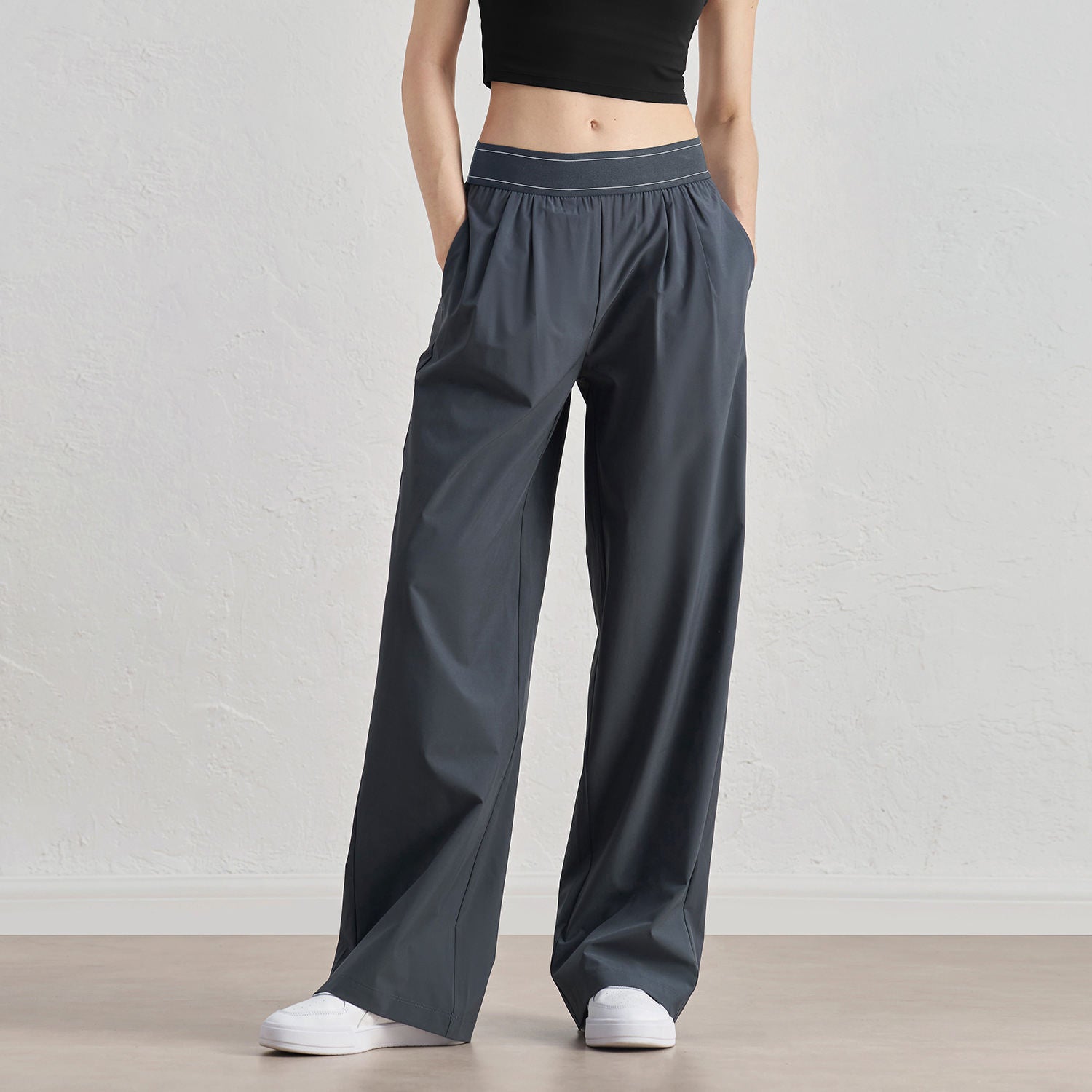 Wholesale Draped Wide Leg Yoga Pants Women High Waist Snatched Waist New Arrival Straight Pants