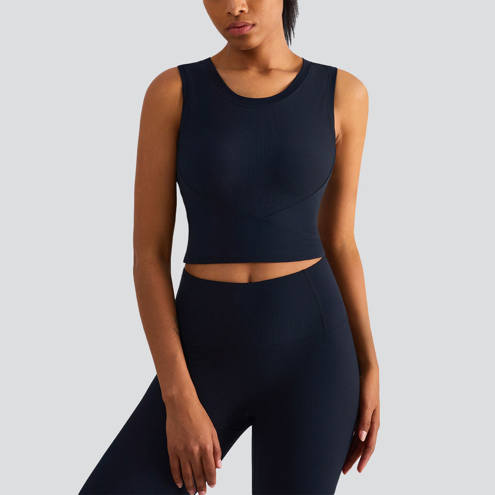 Wholesale Eco-Friendly Yoga Bra Women Seamless Molded Cups Medium Support Sweat-Wicking Tank Top