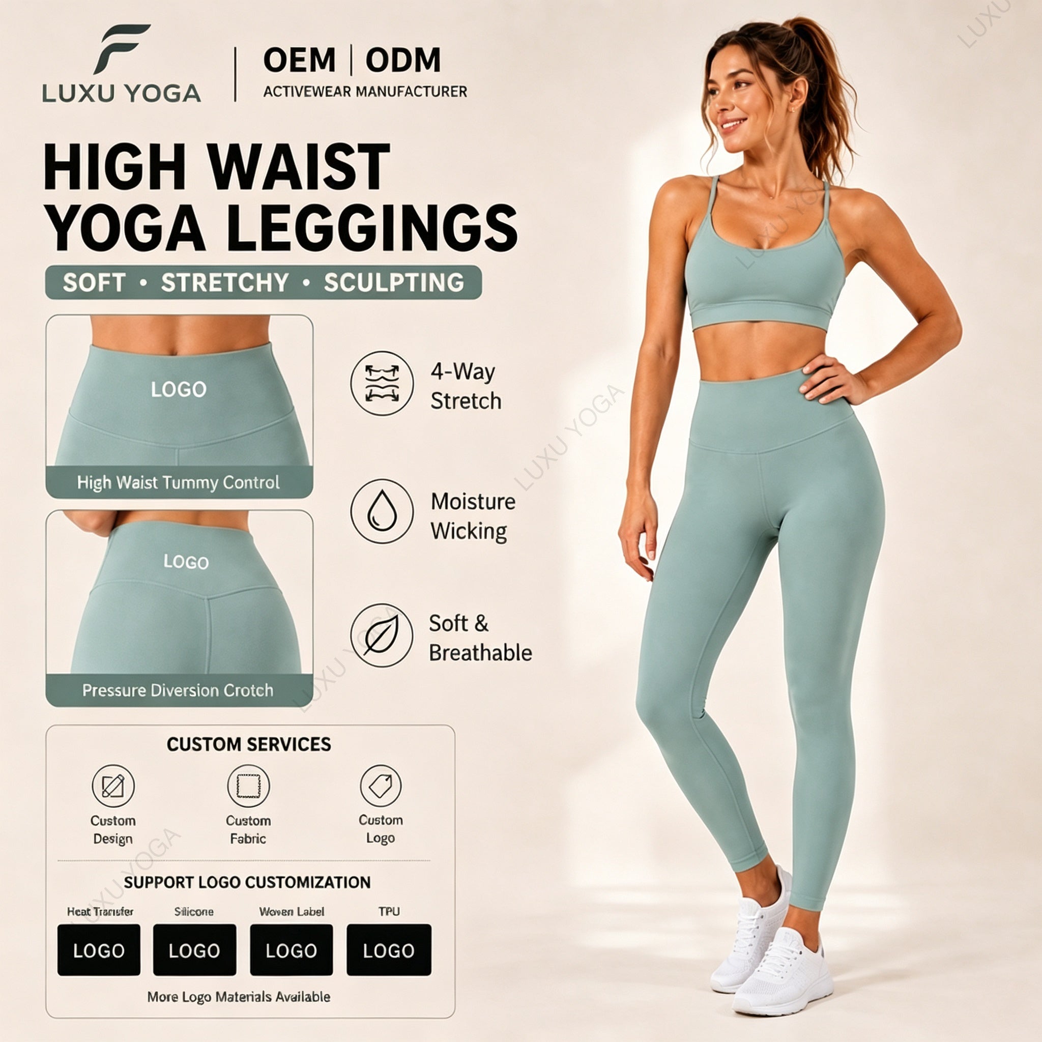 Wholesale Euro-American Yoga Leggings Women High Waist Seamless Snatched Fit Sweat-Wicking Pants