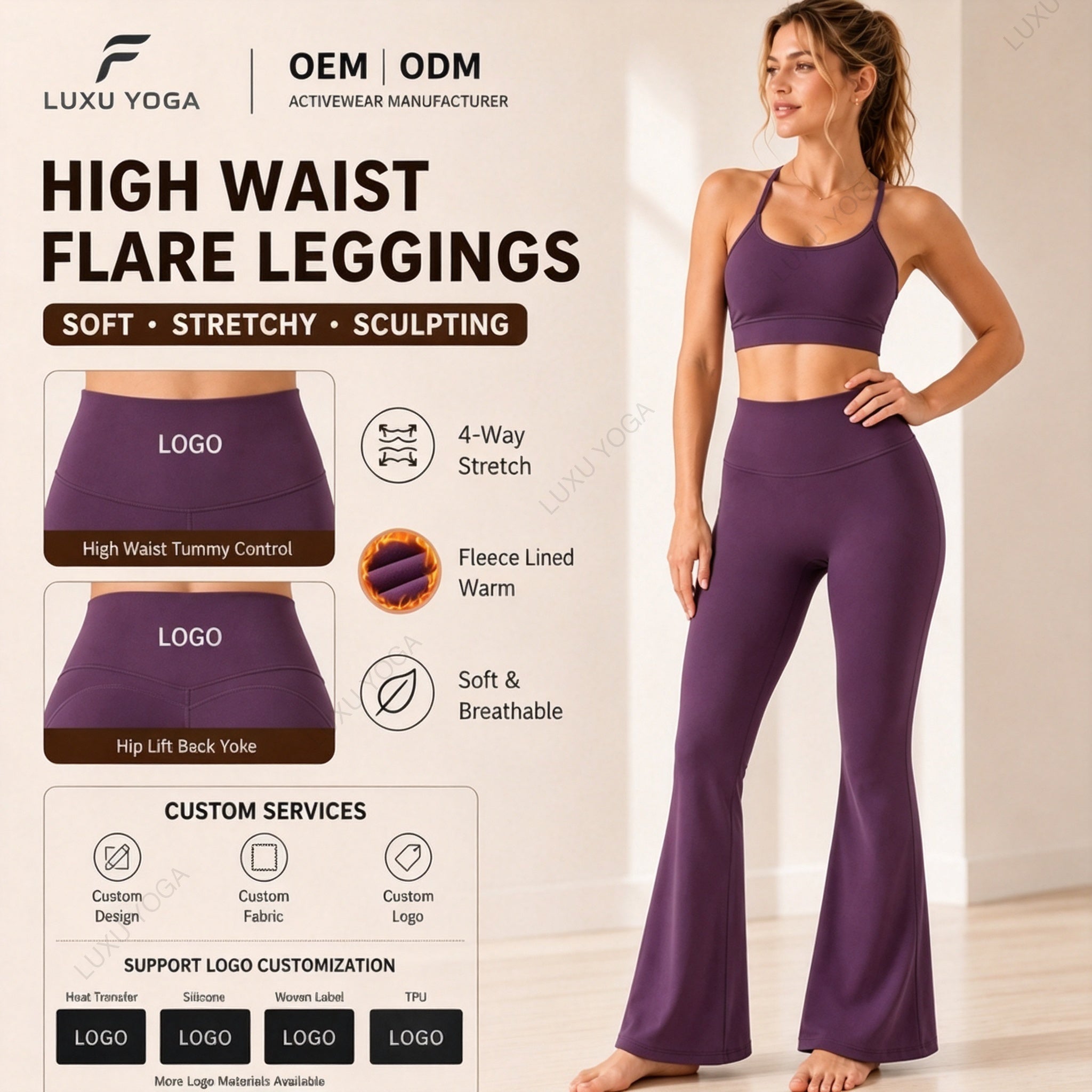Wholesale Fleece Lined Yoga Pants Women High Waist Thermal Sherpa Lined Winter Workout Leggings