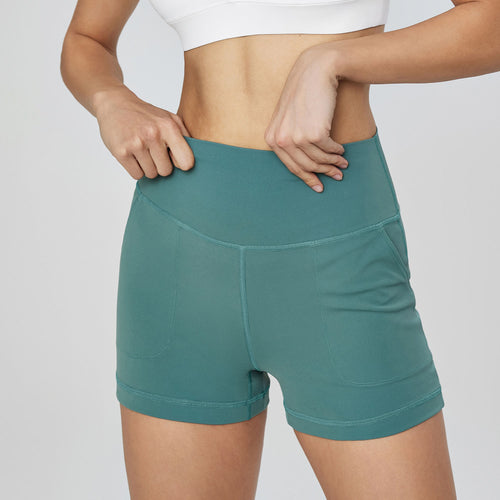 Wholesale Ice Mint Yoga Shorts Women Naked Feel Scrunch Butt Lifting Pocket High Waist Hot Pants