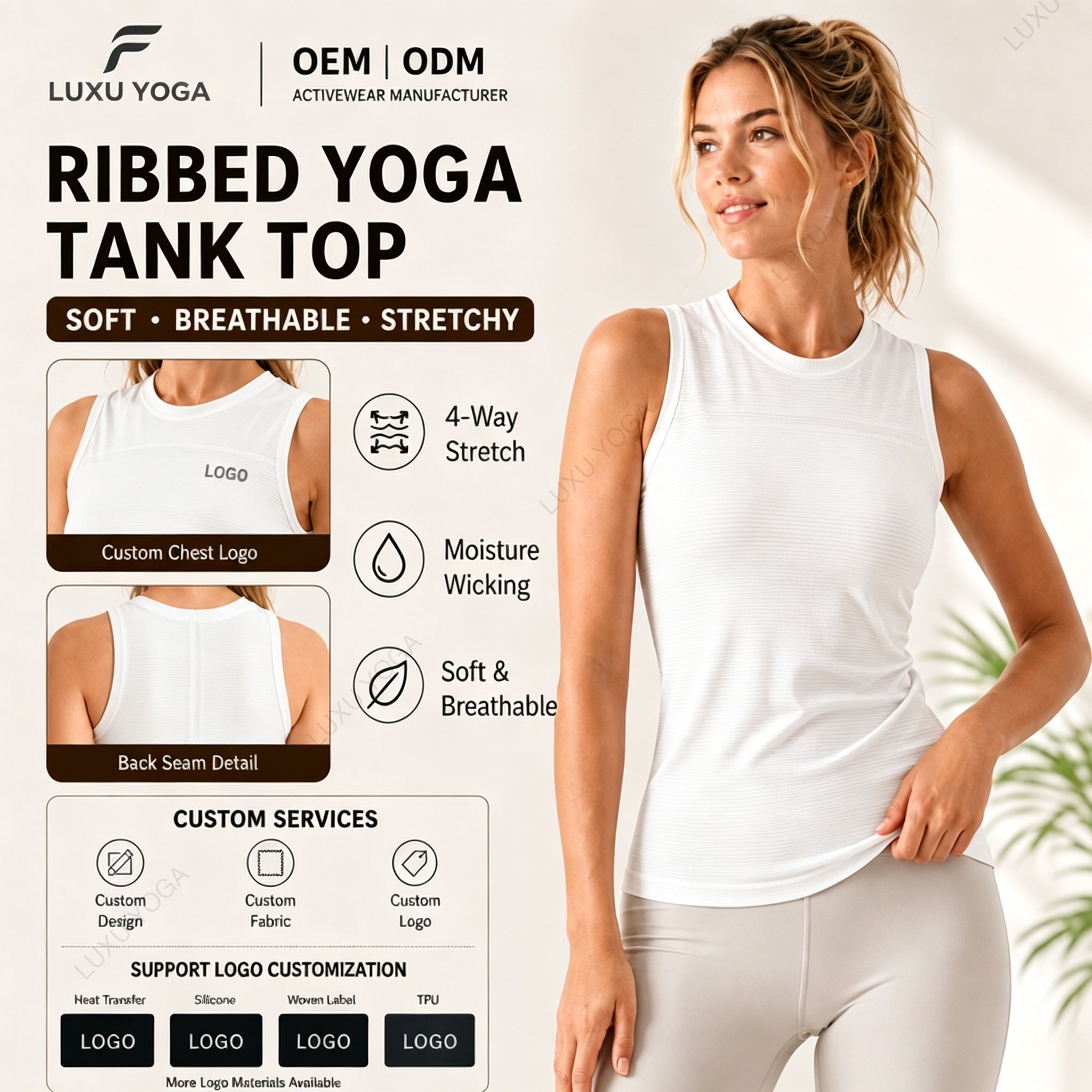 Wholesale Lightweight Seamless Yoga Tank Top Women Flowy Muscle Tank Breathable Gym Workout Top