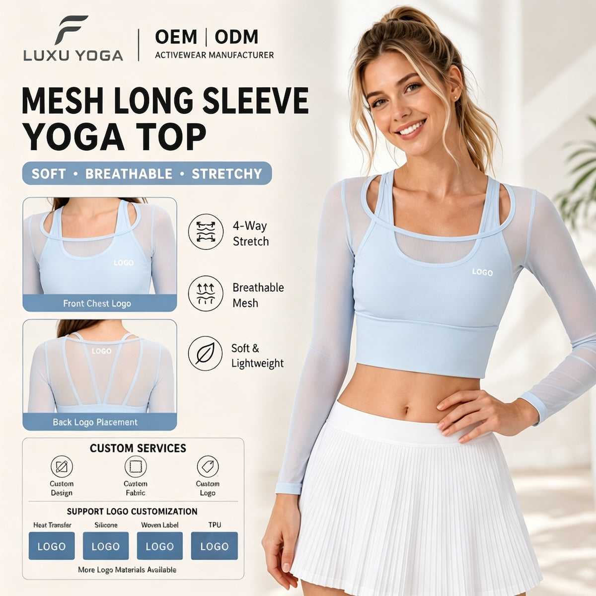 Wholesale Long Sleeve Yoga Top Women Fixed Cups Built-in Bra Seamless Gym Workout Top