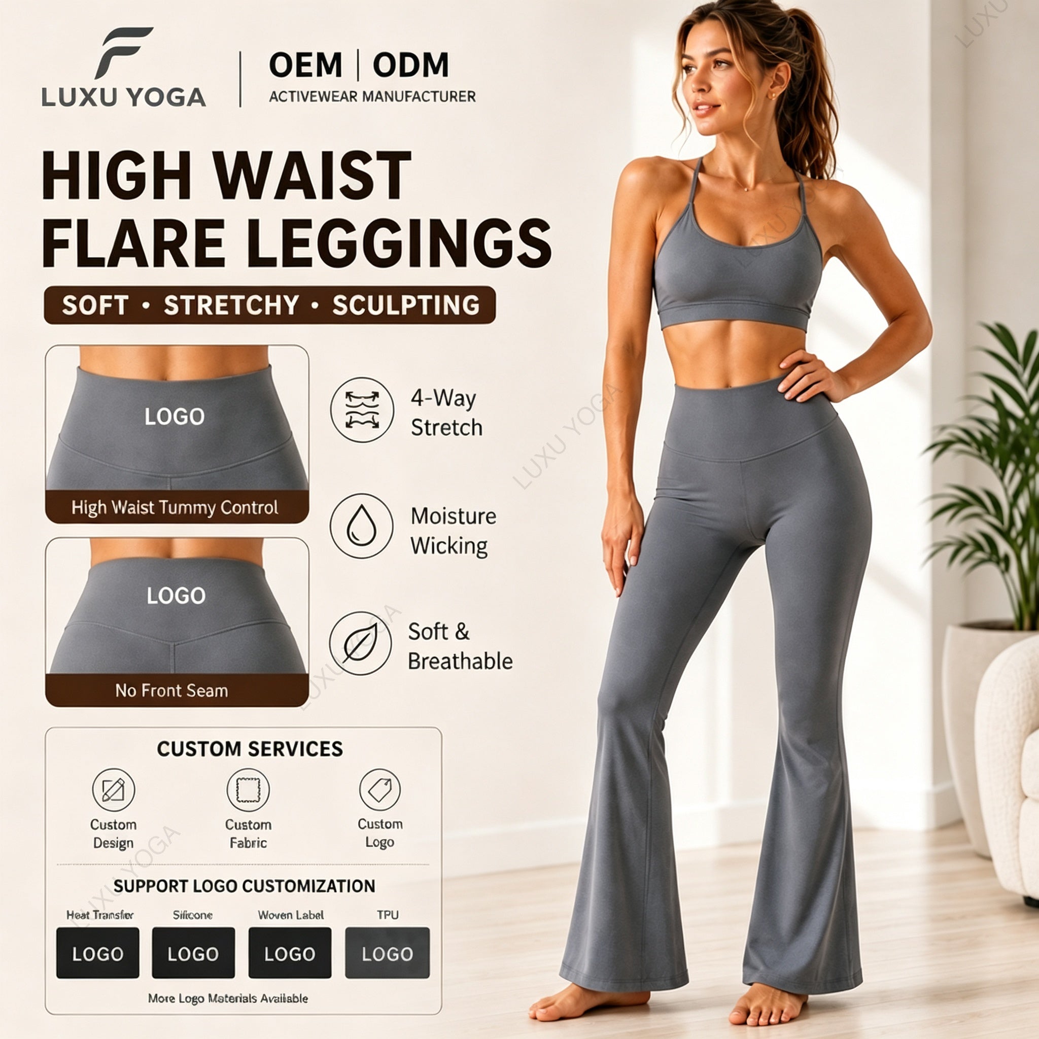 Wholesale Maternity Yoga Pants Women Adjustable Over The Bump Belt Flowy Loose Fit Running Leggings